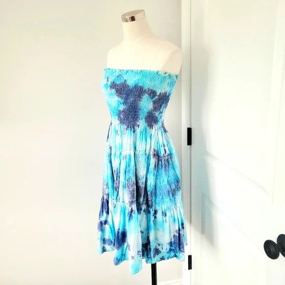 Vacation Juniors Raya Sun Smocked Strapless Tie-Dye Sundress Summer Size XL / US 12-14 / IT 48-50 - 3 Thumbnail