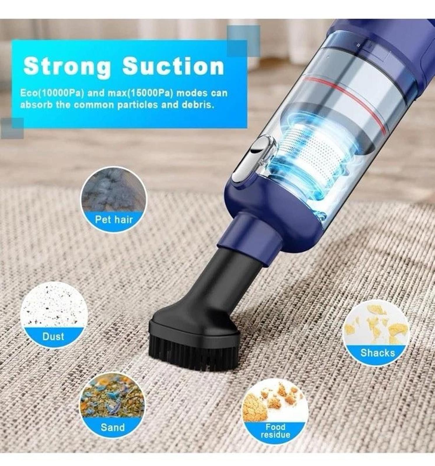Other Monozel Cordless Handheld Vacuum VC028 Blue, Bagless, Strong Size ONE SIZE - 2 Thumbnail