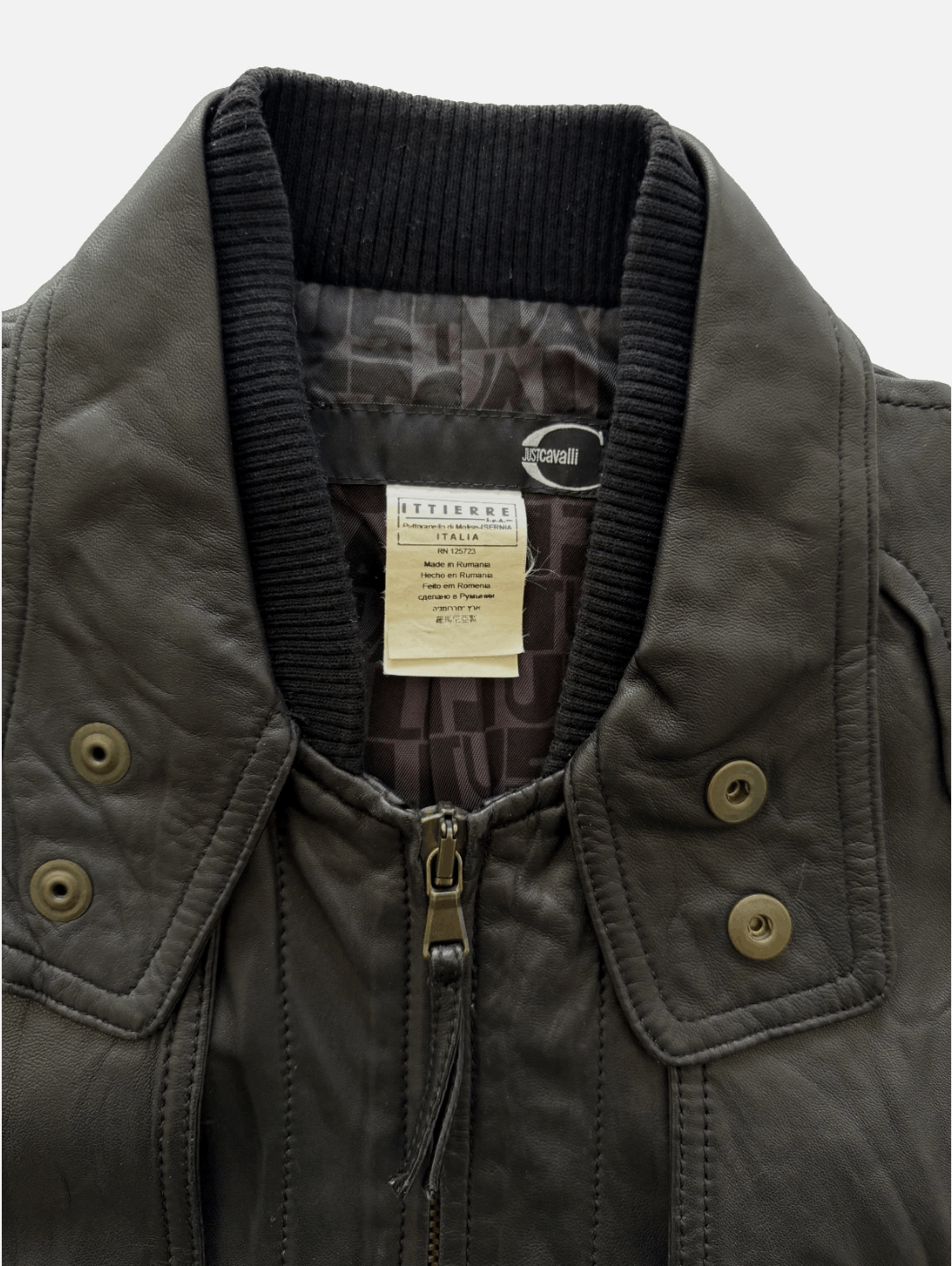 Just Cavalli Just Cavalli Black Genuine Leather Jacket Size M Size US M / EU 48-50 / 2 - 6 Thumbnail