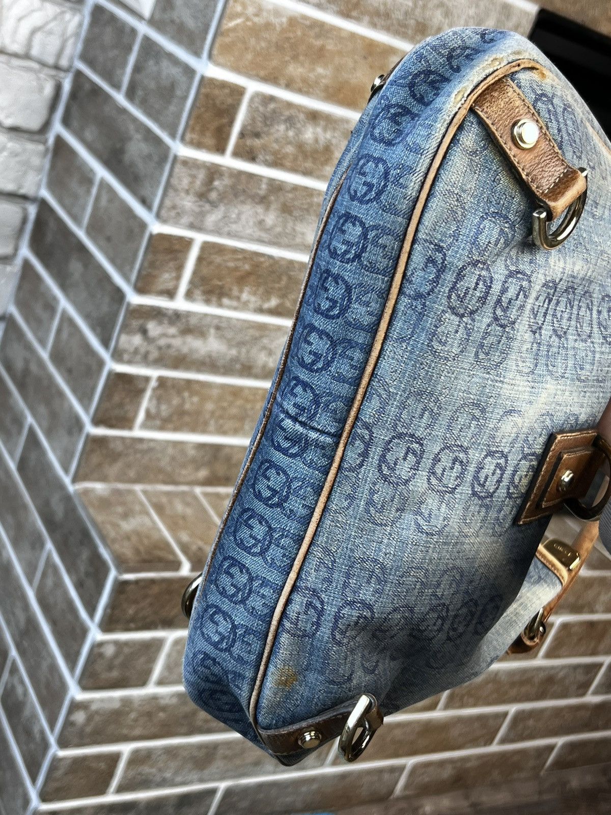 Gucci × Vintage Gucci Blue GG Denim Abbey D-Ring Shoulder Hobo Bag Size ONE SIZE - 10 Thumbnail