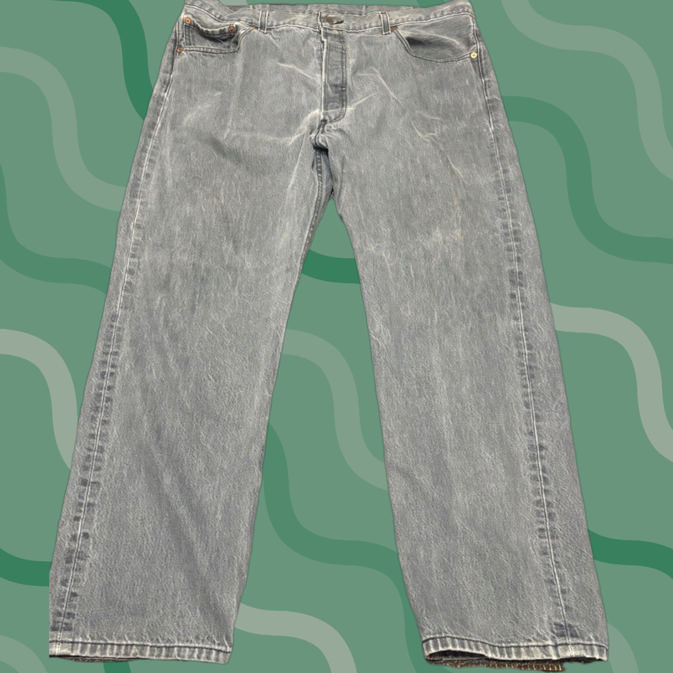 Levi's Levi's 501 Jeans Mens 42x32 Light Gray Button Fly Straight Levi's 501 Denim Regular Straight Mens Size US 42 / EU 58 - 1 Thumbnail