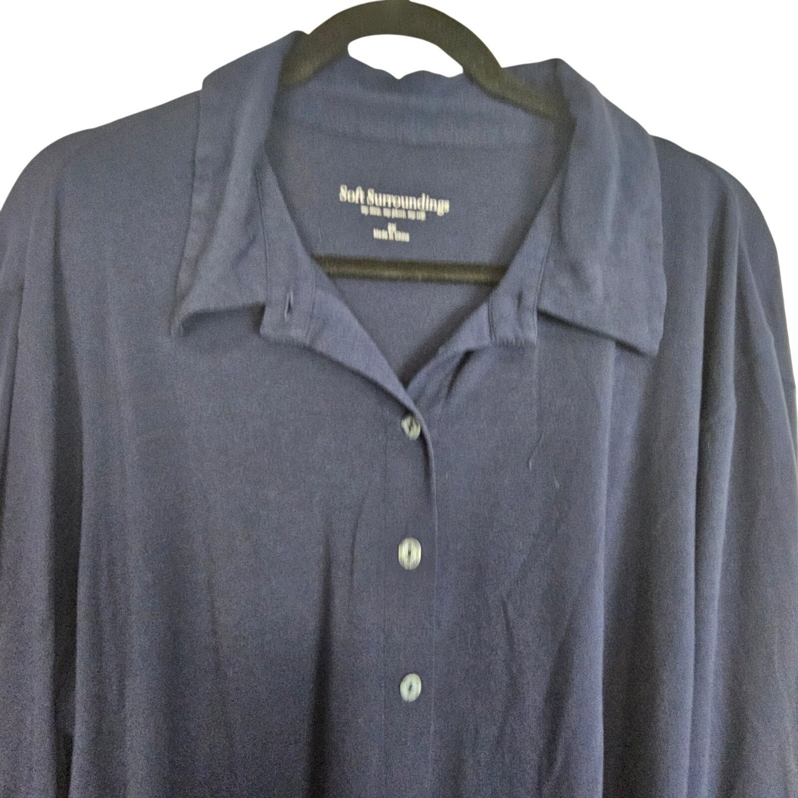 Soft Surroundings Soft Surroundings Navy Blue Button Front Blouse Women 2X Size XS / US 0-2 / IT 36-38 - 2 Thumbnail
