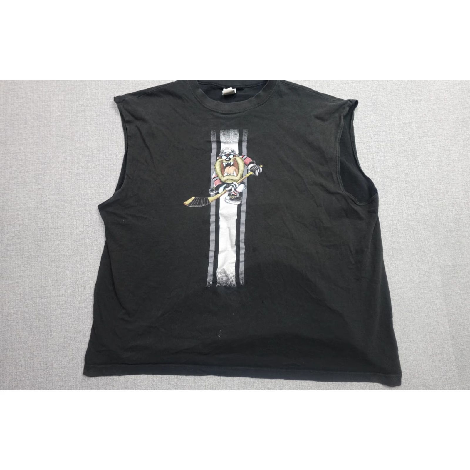 Vintage Vintage Looney Tunes Taz Hockey Shirt Mens 2XL Black Sleeveless Graphic Tee 90s Size US XXL / EU 58 / 5 - 4 Thumbnail
