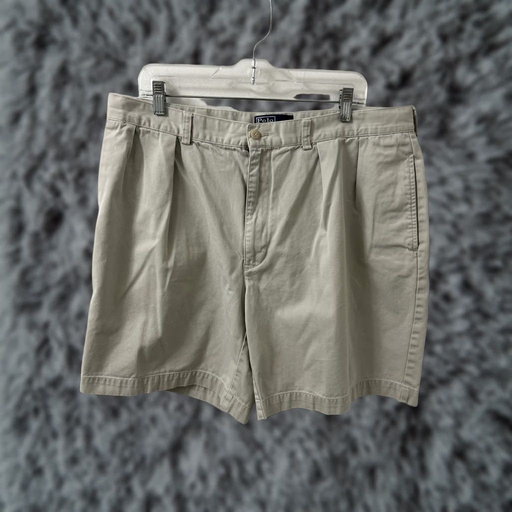 Polo Ralph Lauren Polo Ralph Lauren Tyler Shorts Mens 40 Beige Khaki Pleated 100% Cotton Chino Zip Button Inseam 8" Size US L / EU 52-54 / 3 - 1 Thumbnail