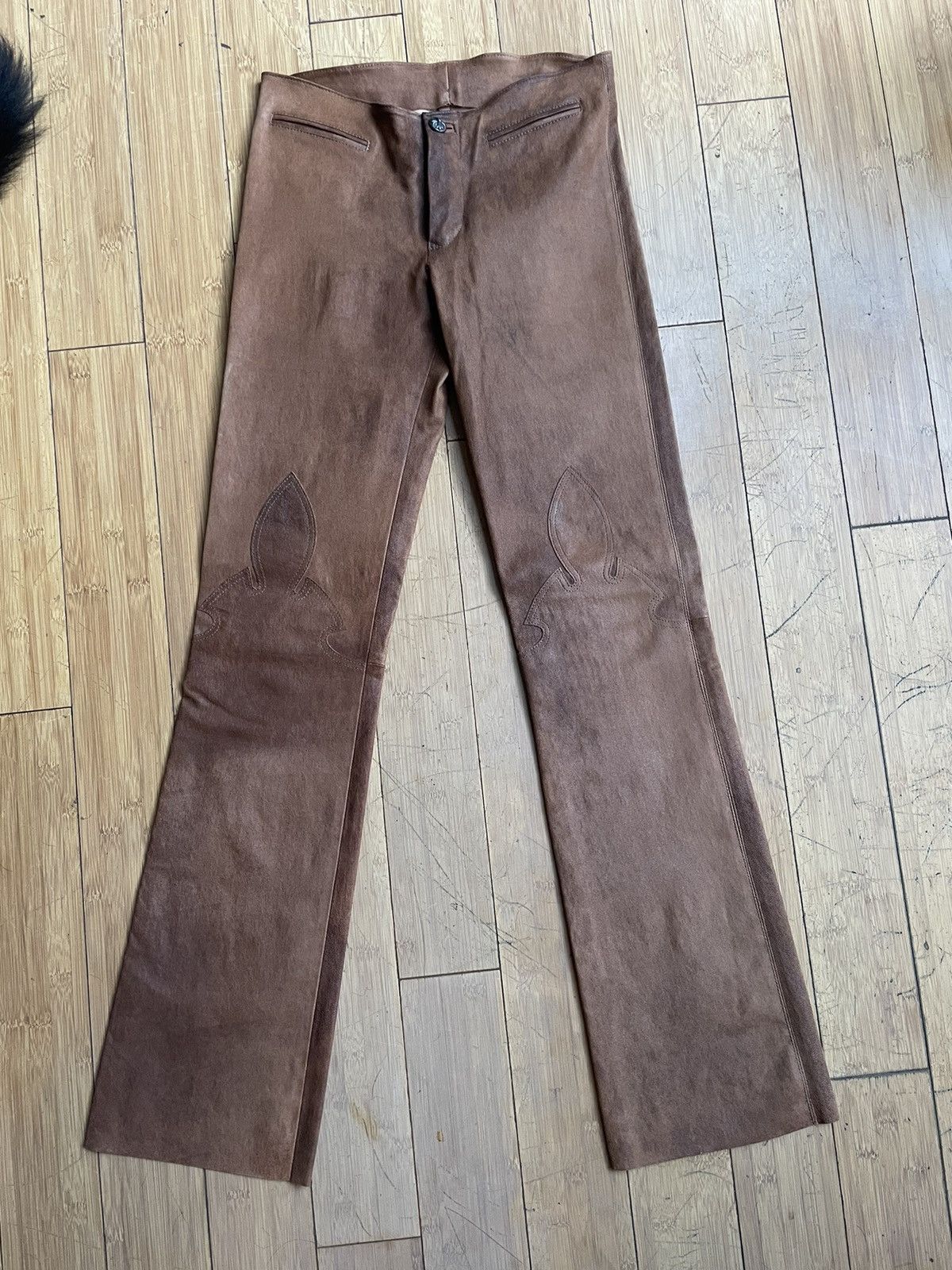Chrome Hearts Chrome Hearts Brown Leather Pants Size 26" / US 2 / IT 38 - 1 Thumbnail