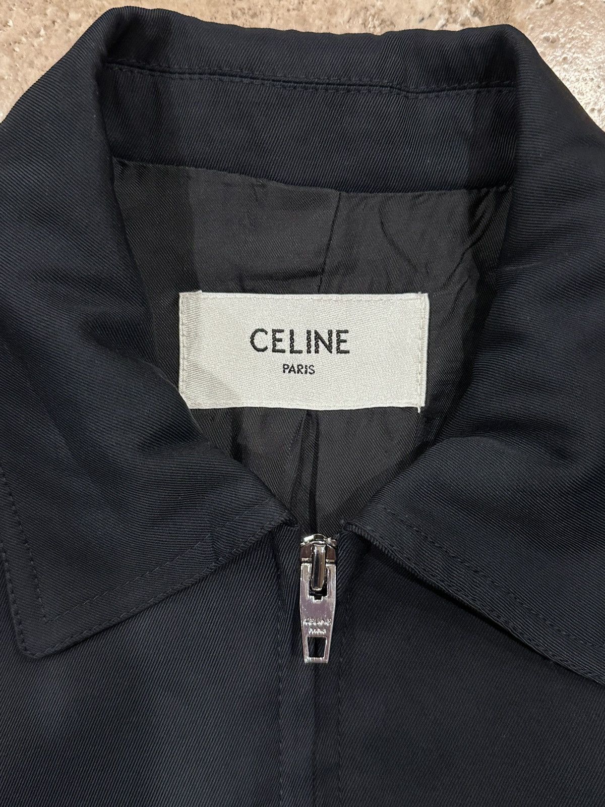 Celine Celine x Hedi Triomphe Logo Viscoe Navy Blouson Jacket Size US M / EU 48-50 / 2 - 7 Thumbnail