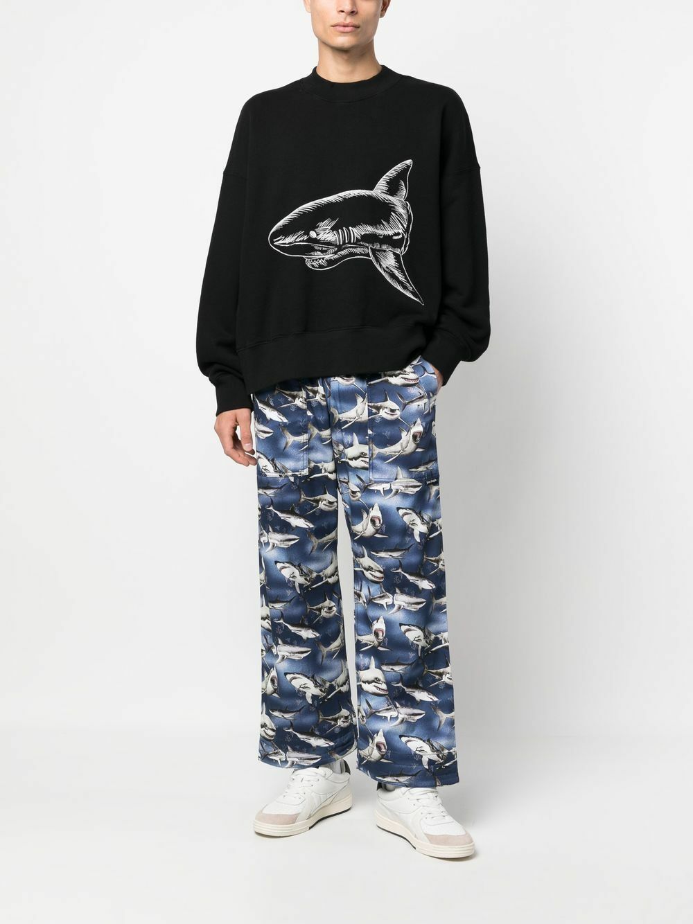 Palm Angels o1y0325 Logo Crewneck Sweatshirt in Black Size US S / EU 44-46 / 1 - 5 Thumbnail