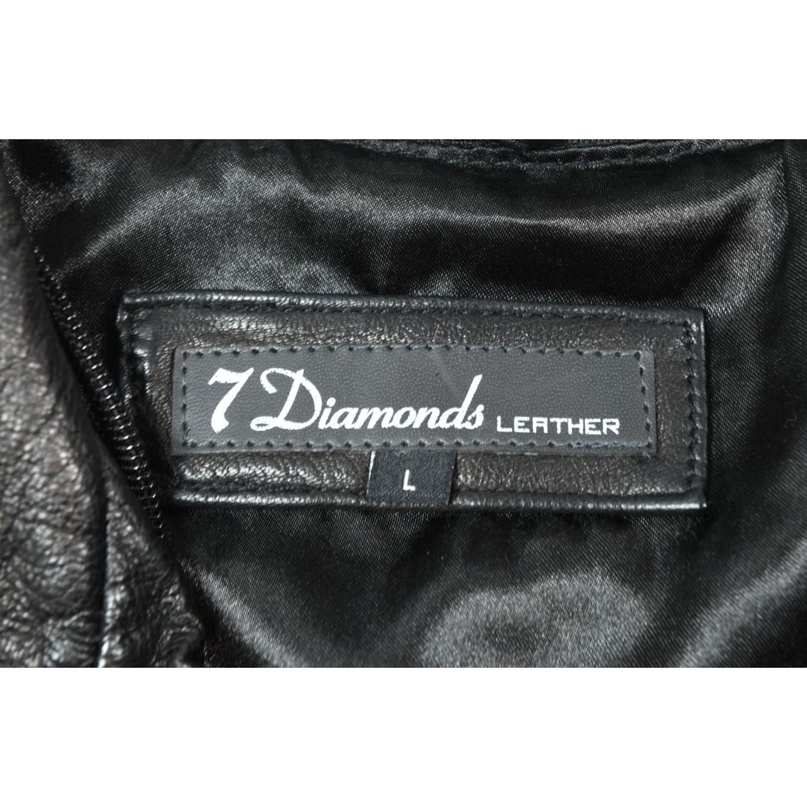 Vintage VINTAGE 7 Diamonds Leather Jacket Mens Large Black Long Sleeve Full-Zip Biker Size US L / EU 52-54 / 3 - 5 Thumbnail