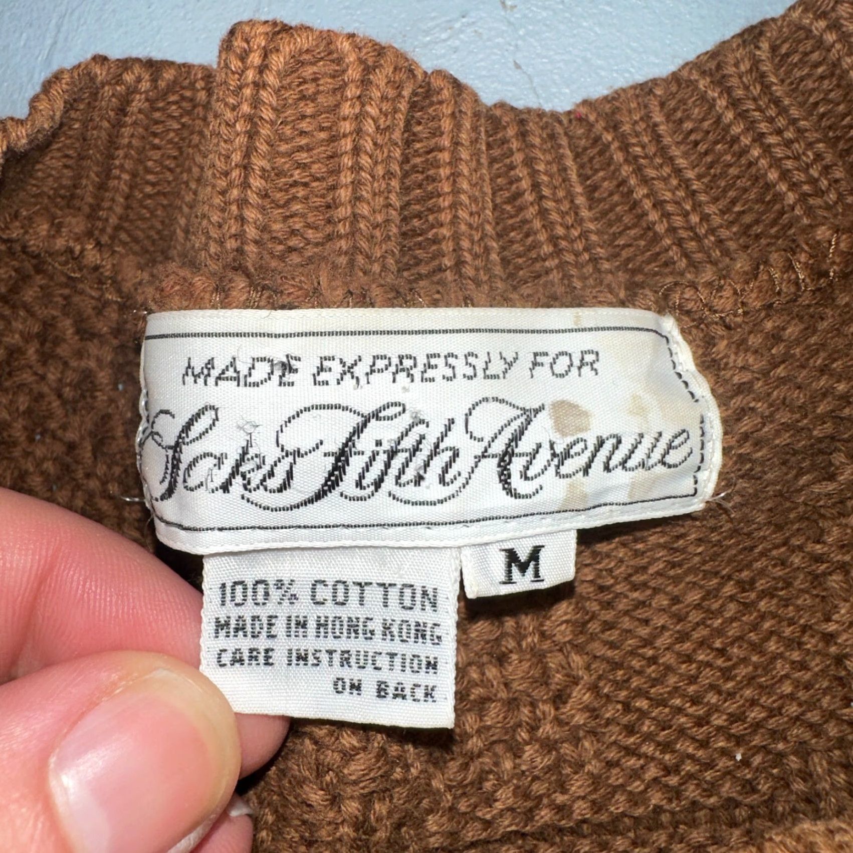 Saks Fifth Avenue VINTAGE Saks Fifth Avenue Cotton Sweater Pullover Mock Neck Mens M Brown Long Sleeve Classic Size US M / EU 48-50 / 2 - 6 Thumbnail