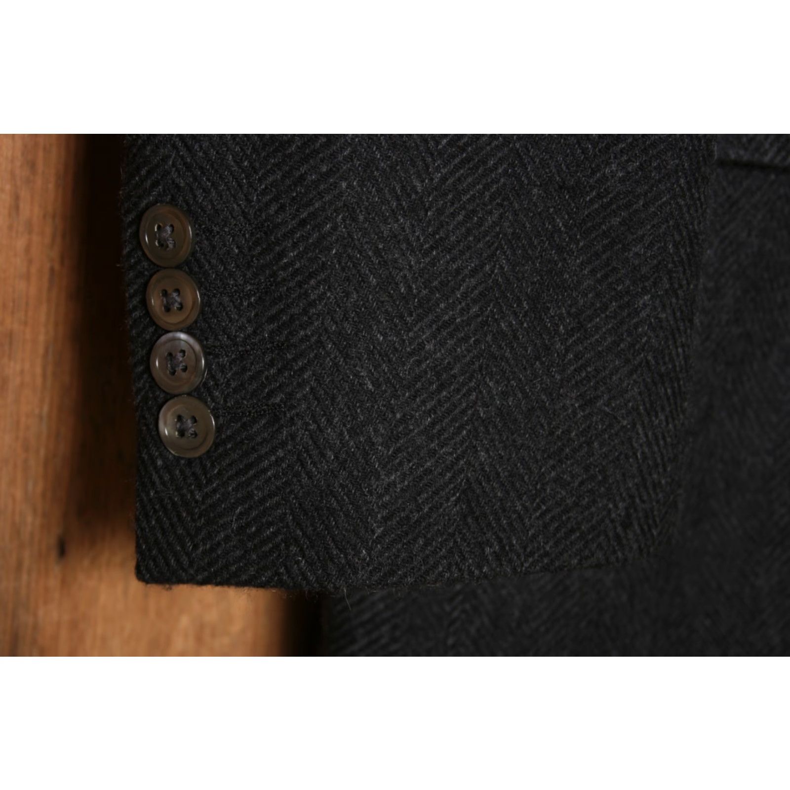 Olive OLIVER Charcoal Pure Mongolian Cashmere Herringbone Tweed Sport Coat Mens 44 Regular Two Button Size US S / EU 44-46 / 1 - 3 Thumbnail