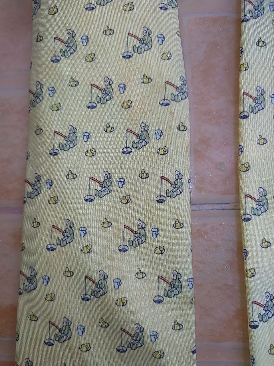 Hermes HERMES 7933 MA YELLOW SILK TIE VINTAGE Size ONE SIZE - 3 Thumbnail
