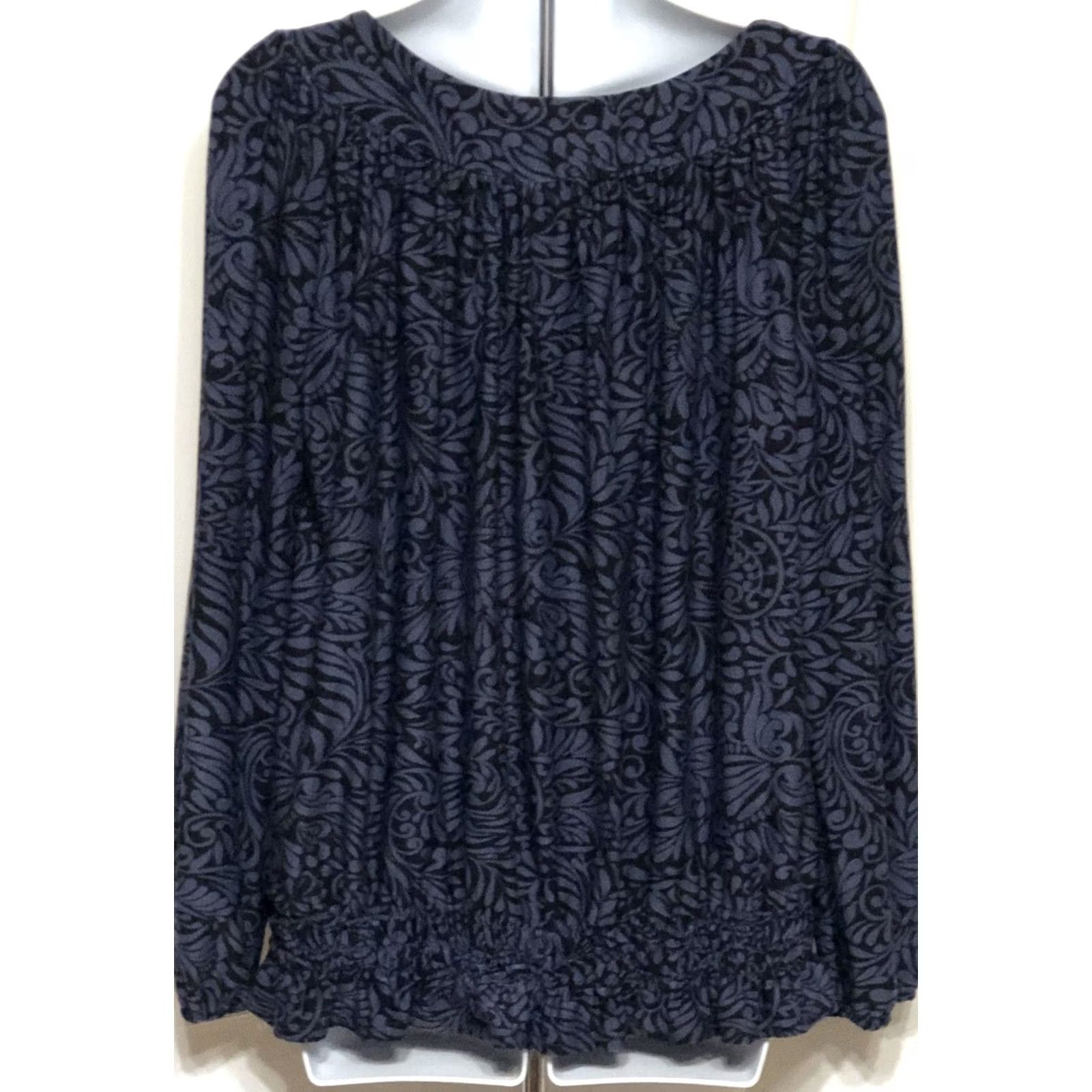 Vintage Daisy Fuentes Flowy Peplum Top M Blue Blk Geo Balloon Sleeve Y2K 90s boho hippie Size M / US 6-8 / IT 42-44 - 3 Thumbnail