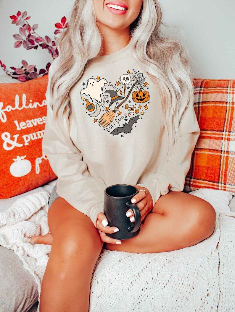 Designer Halloween Doodles Hearth Shirt Size L / US 10 / IT 46 - 1 Thumbnail