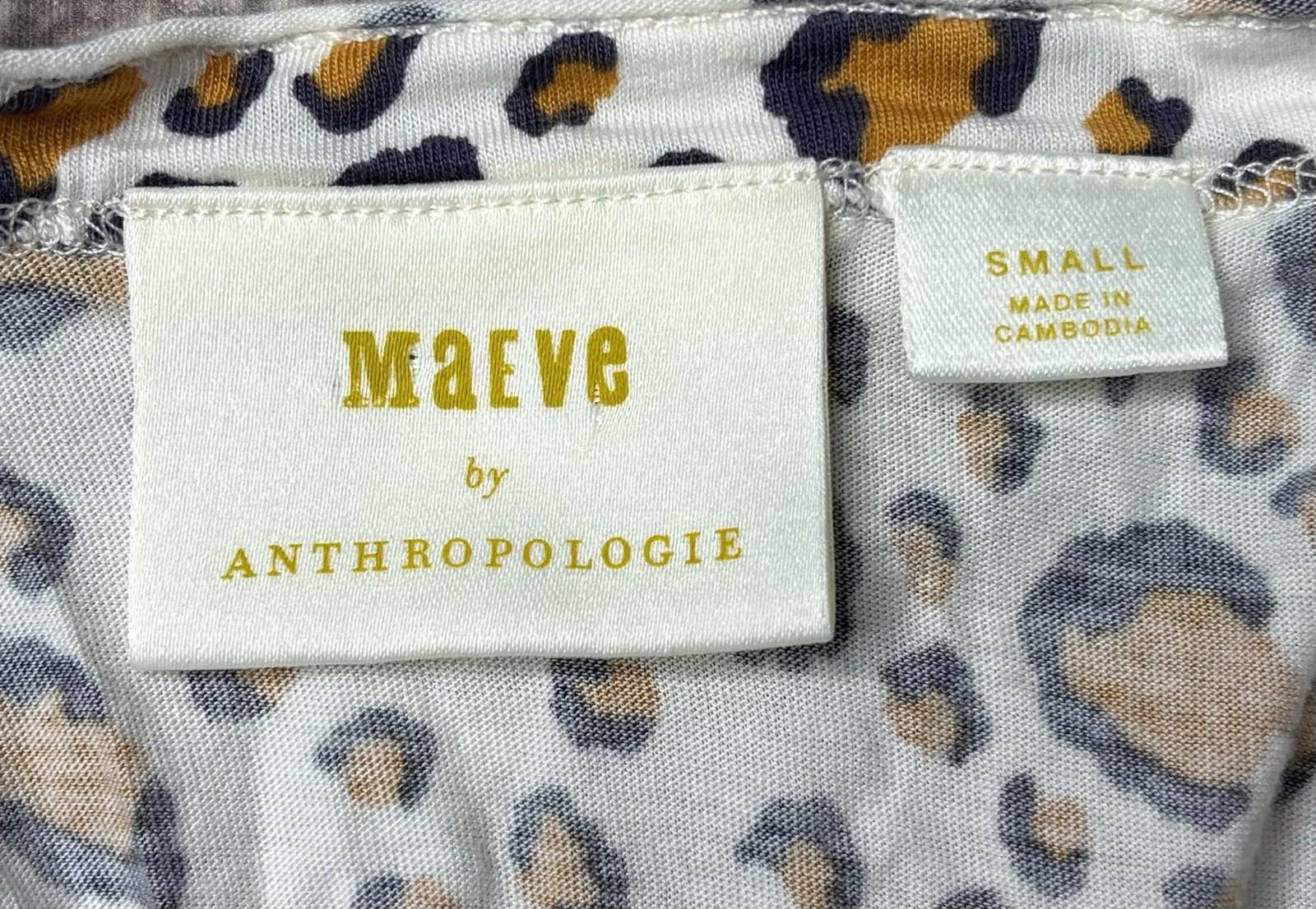 Anthropologie Maeve Anthropologie Top Women's Small Leopard Flutter Sleeve Size S / US 4 / IT 40 - 2 Thumbnail