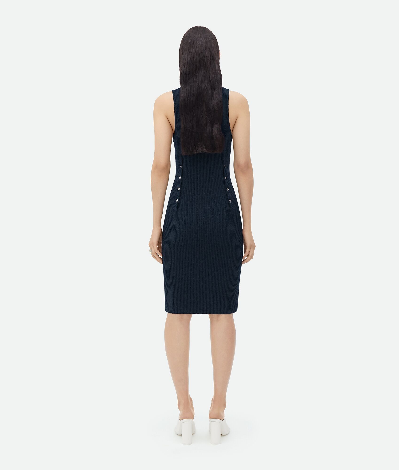 Bottega Veneta o1bcso1str0725 Slim Fit Ribbed Viscose Midi Dress Size L / US 10 / IT 46 - 3 Thumbnail