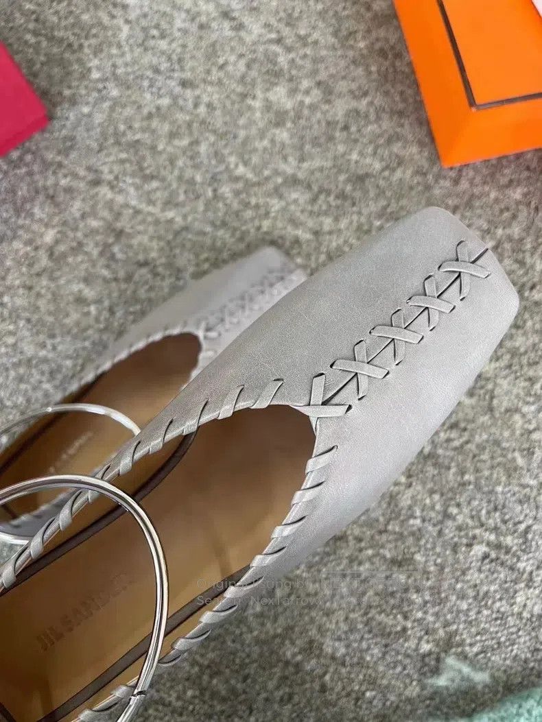 Jil Sander Jil Sander Classic square toe metal round edge woven singl Size US 4.5 / IT 34.5 - 8 Thumbnail