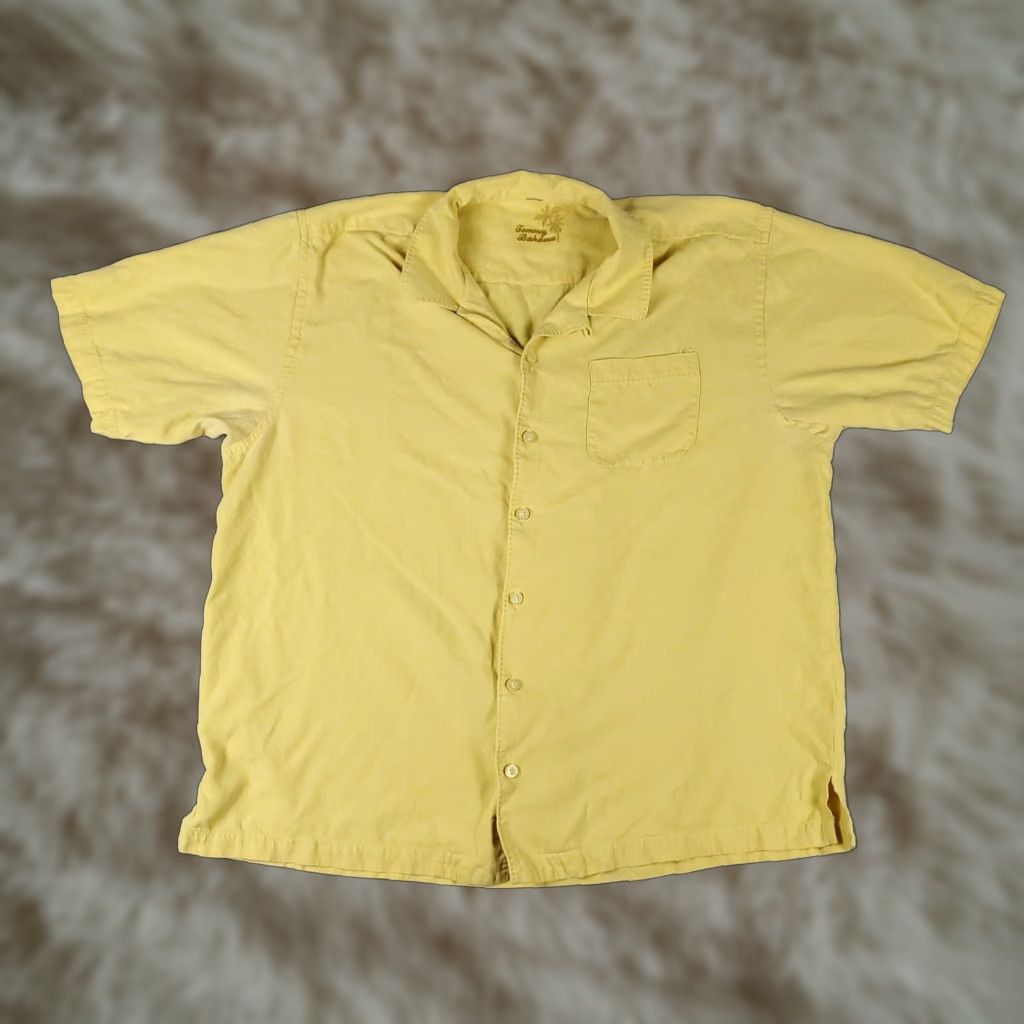 Tommy Bahama Tommy Bahama Shirt Mens XL Yellow Silk Hawaiian Short Sleeve Button Up Size US XL / EU 56 / 4 - 1 Thumbnail