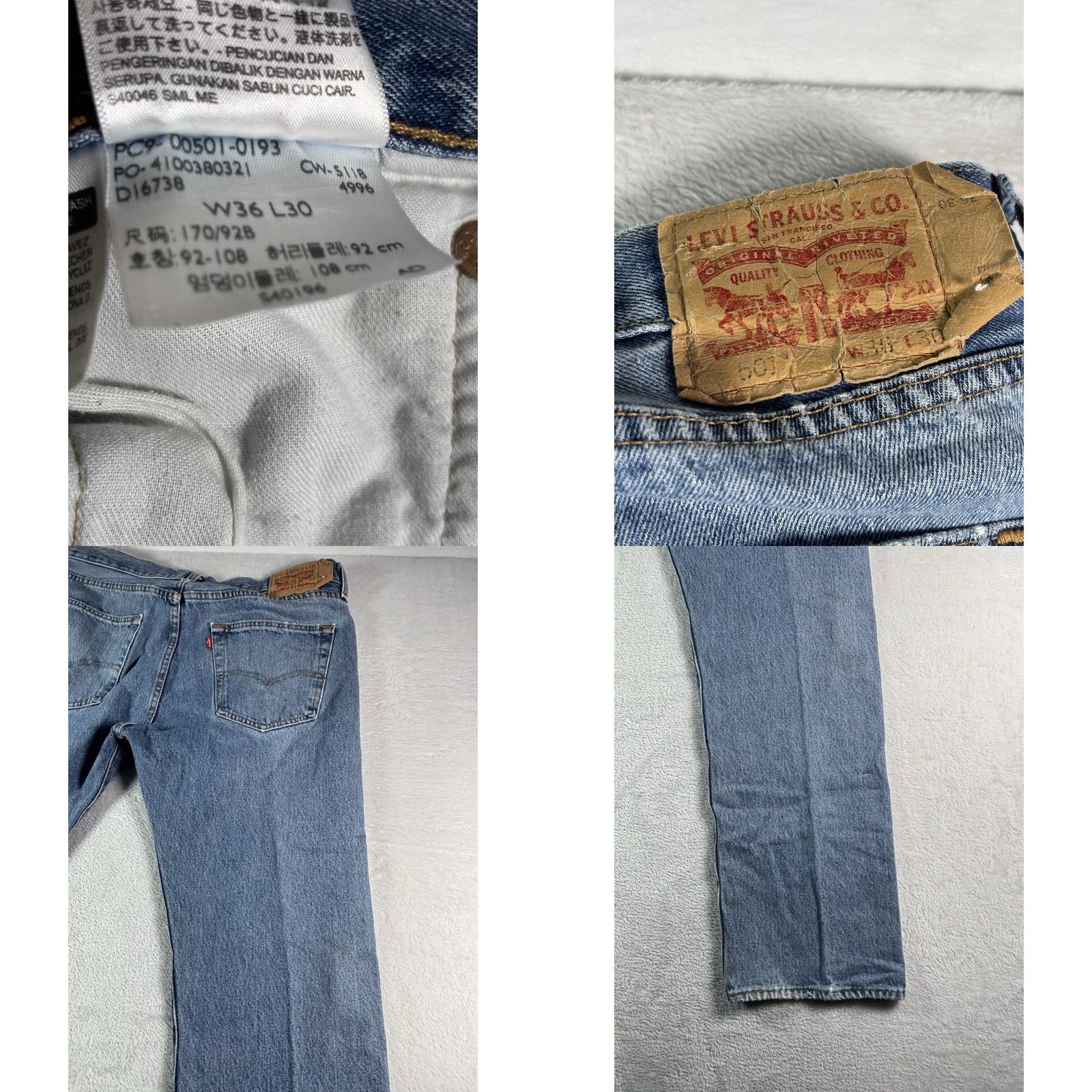 Levi's VINTAGE Levi's 501 Jeans Men 36x30 Button Fly Distressed Denim Straight Leg Fit Jeans Regular Size 36 Blue Mens Levi's 501 Series 5-Pocket Design Size US 36 / EU 52 - 8 Thumbnail