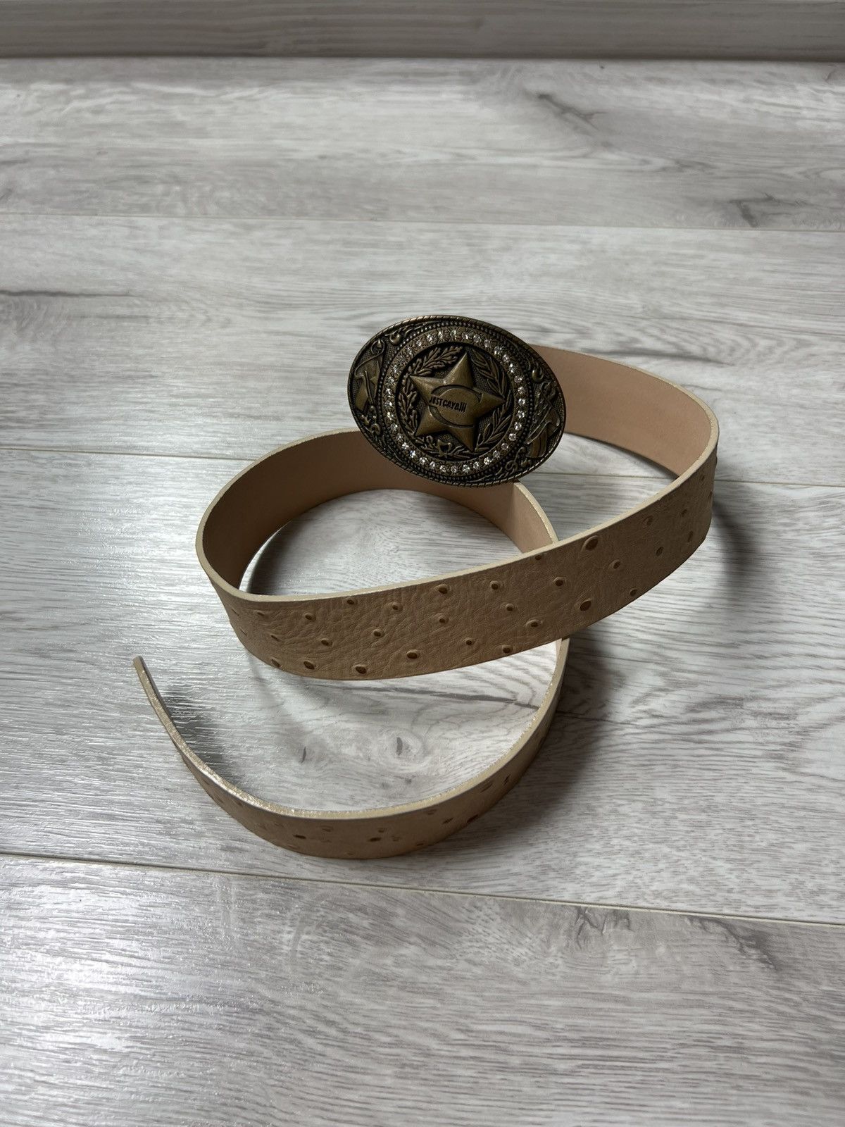 Just Cavalli × Vintage Y2K Just Cavalli Leather Belt With Large Star Buckle Size ONE SIZE - 4 Thumbnail