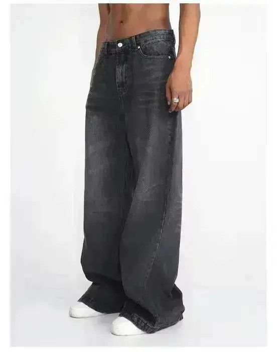 Japanese Brand Gray Washed Baggy Wide Leg Stacked Denim Jeans Size US 30 / EU 46 - 1 Thumbnail