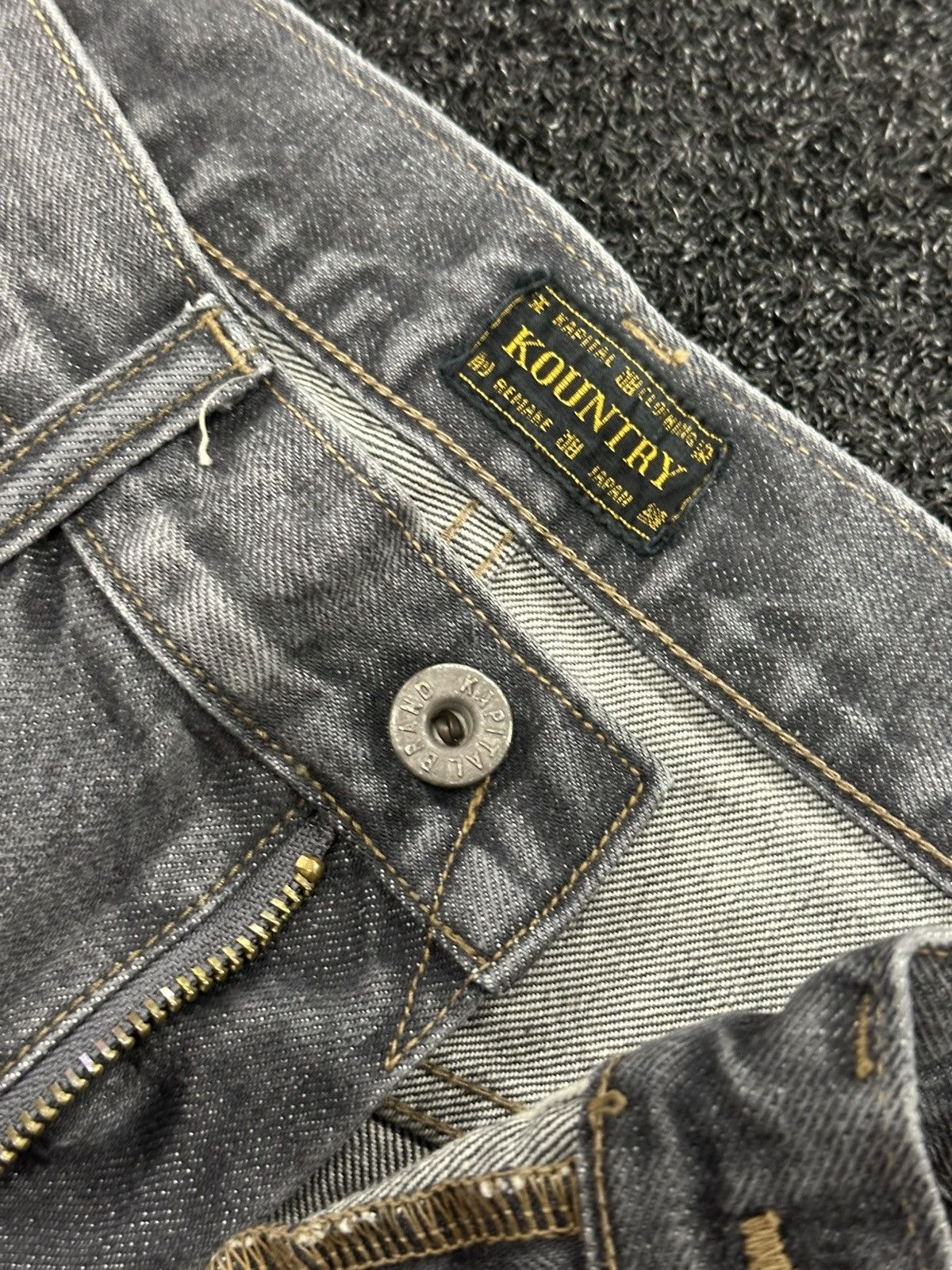 Kapital Kapital Black Denim Short Pants (Bone Embroidery) Size US 34 / EU 50 - 6 Thumbnail