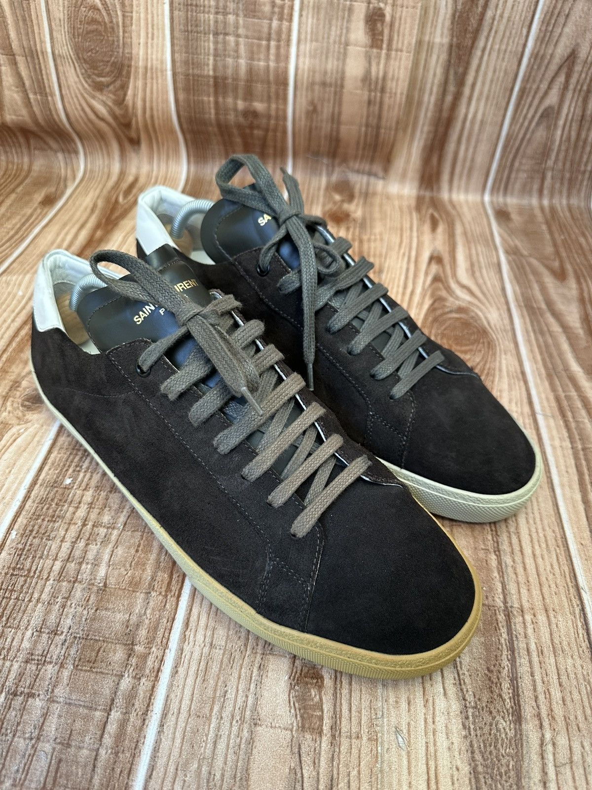 Saint Laurent Paris Saint Laurent HEDI SLI Court Classic Low-Top Suede Trainers Size US 12 / EU 45 - 2 Thumbnail