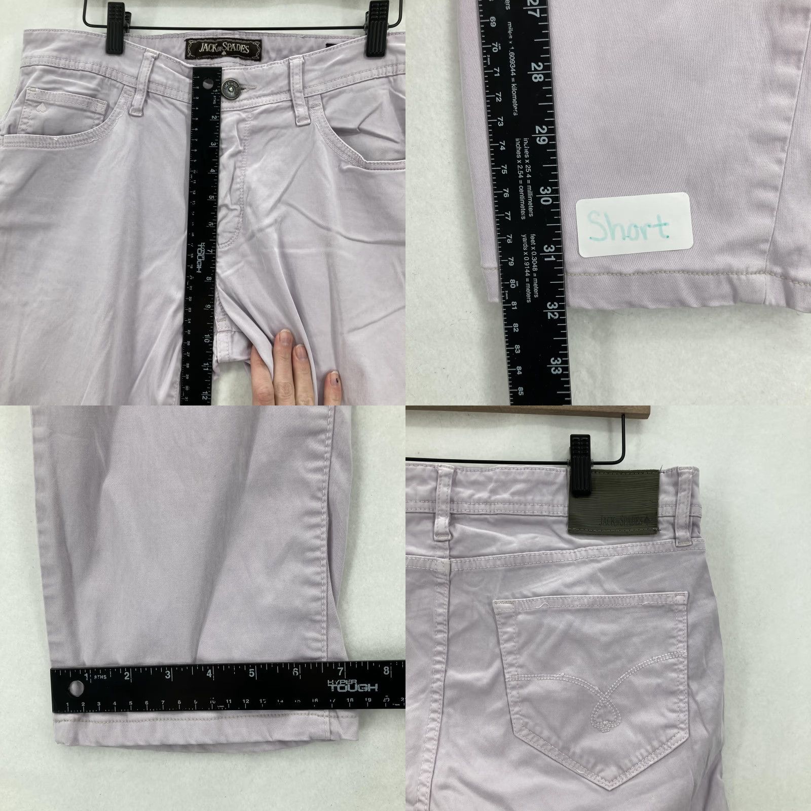 Vintage Jack of Spades Pants Mens 33x32 Lavender Straight Leg Stretch 5 Pocket Twill Size US 33 - 8 Thumbnail