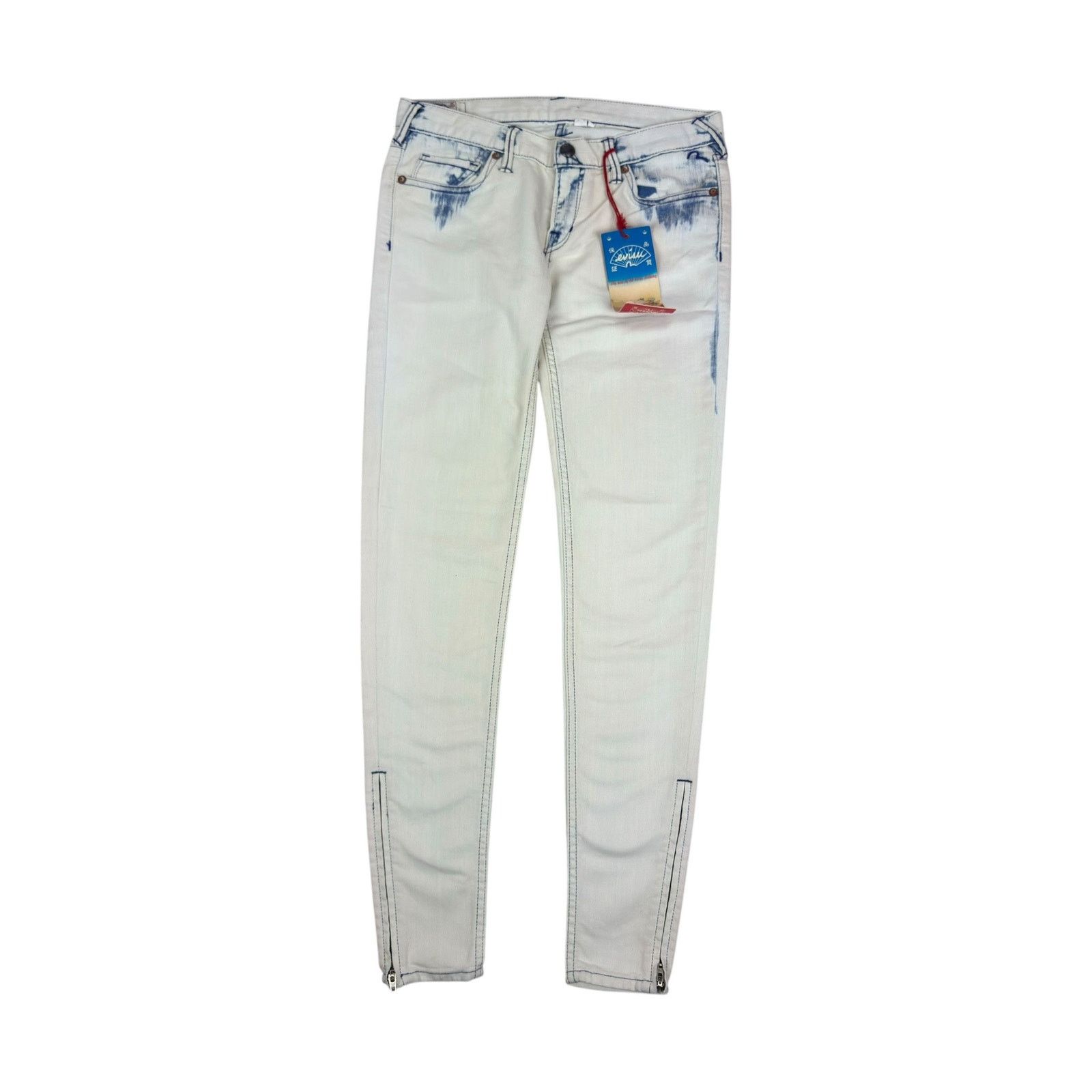 Evisu Evisu Women's White Cotton Ankle Zip Cropped Skinny Jeans 26 Size 26" / US 2 / IT 38 - 1 Thumbnail