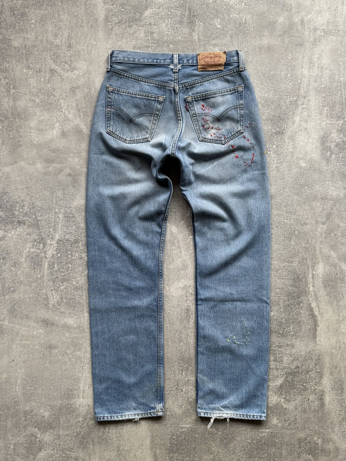 Levi's Hand Made Fake Embroidered Stains Jeans Levis 501 Size US 31 - 7 Thumbnail