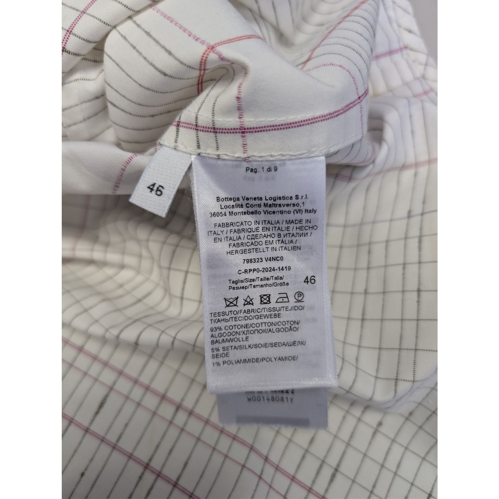 Bottega Veneta o1rshd1 Multicolor Notebook Cotton Shirt in Off White / Pink Size US S / EU 44-46 / 1 - 18 Thumbnail