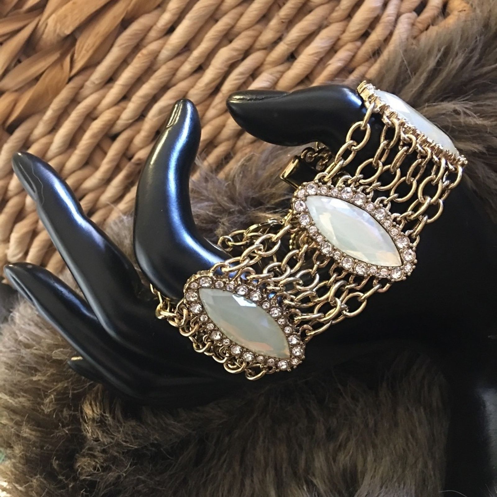 Jewelry Marquis faux opal rhinestone gold chain bracelet Size ONE SIZE - 1 Thumbnail