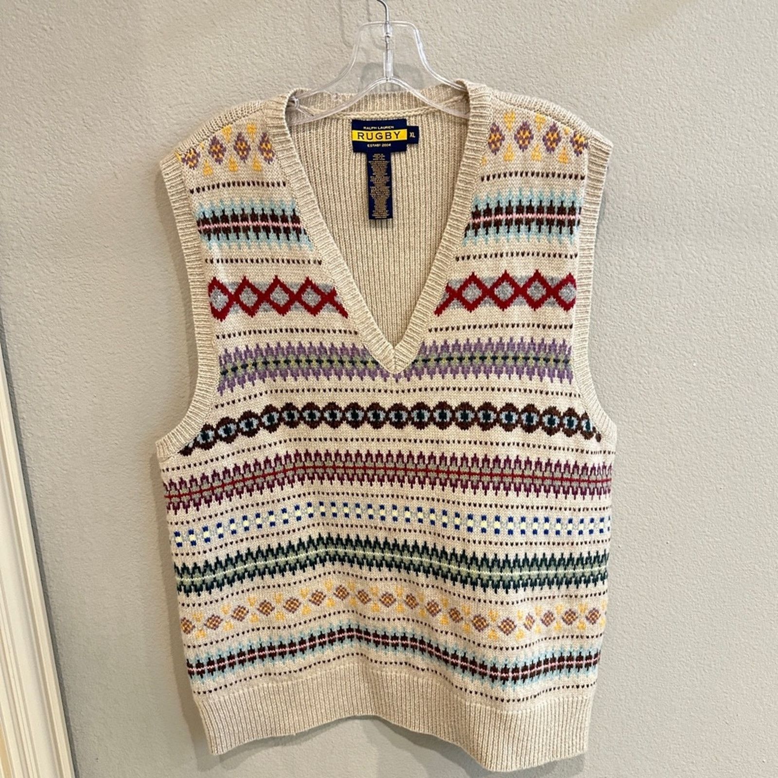 Ralph Lauren RUGBY Ralph Lauren | XL Fair Isle Sweater Vest Wool Cashmere Size US XL / EU 56 / 4 - 3 Thumbnail