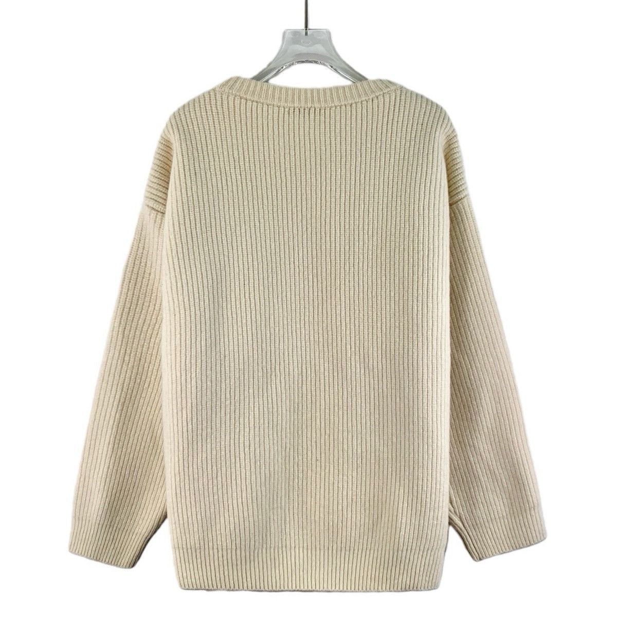 Celine Celine Off-white Logo Crew Neck Wool Knit Sweater K26WX Size S / US 4 / IT 40 - 2 Thumbnail