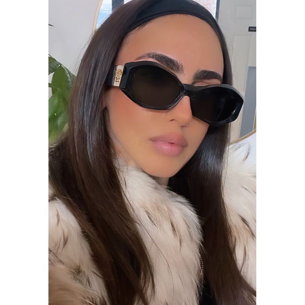 image of New Versace Ve4466 Black Cat Eye Sunglasses, Men's