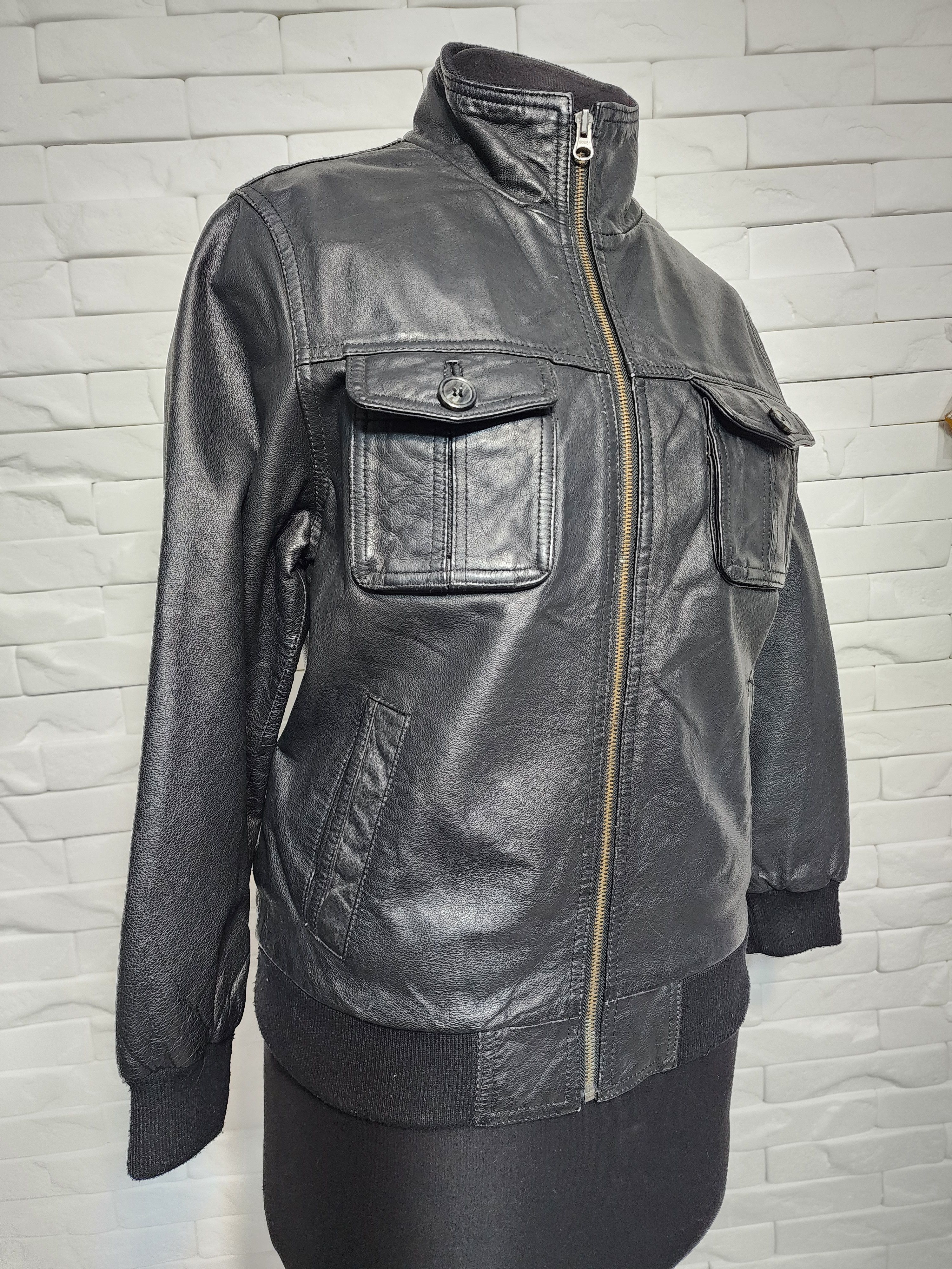 Other Black Leather Quilted Jacket: Men's Metal Zipper Bomber Size US M / EU 48-50 / 2 - 3 Thumbnail