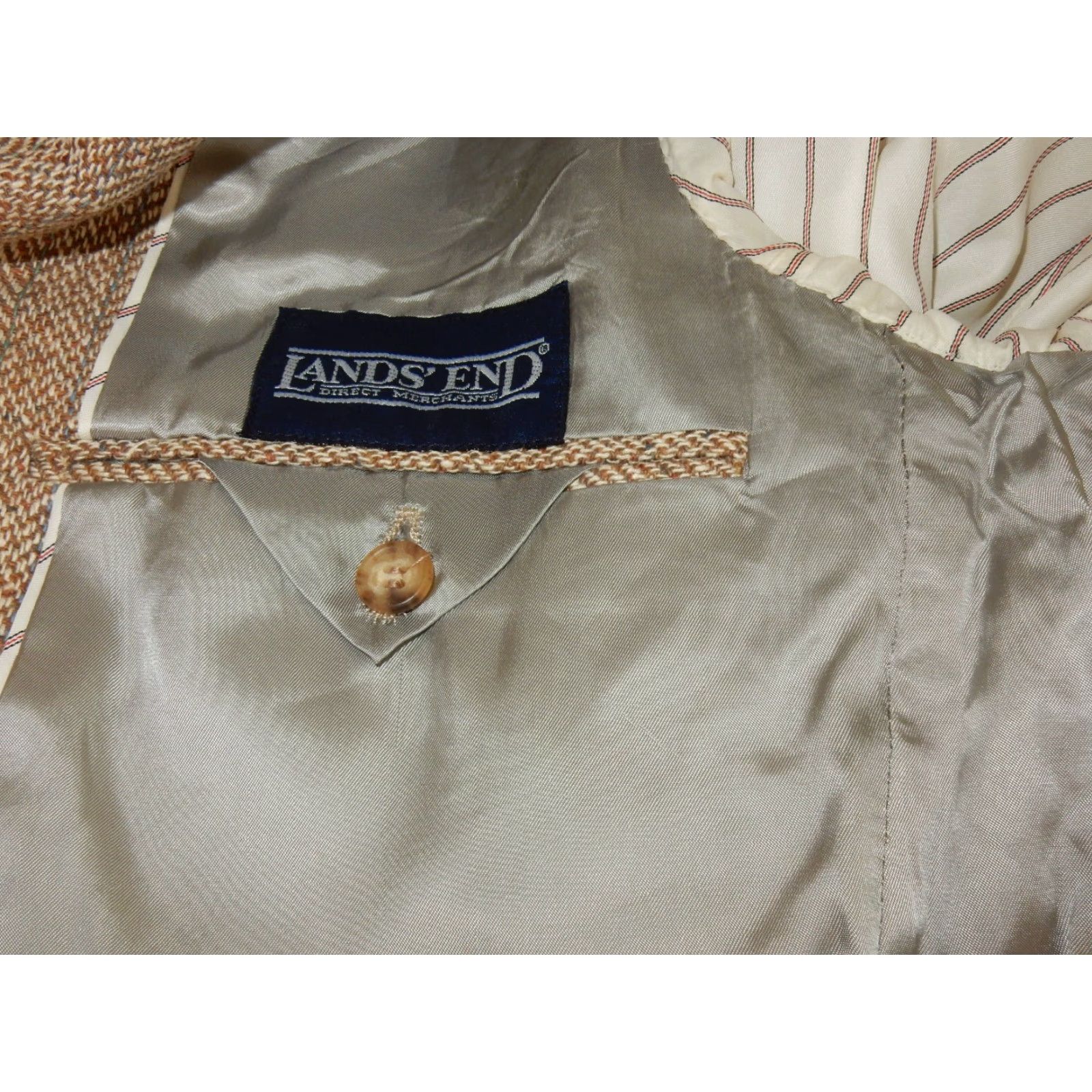 Lands' End VINTAGE Lands' End Men's Linen Sport Coat Blazer Jacket Size 42 Large Beige Casual Size 42R - 6 Thumbnail