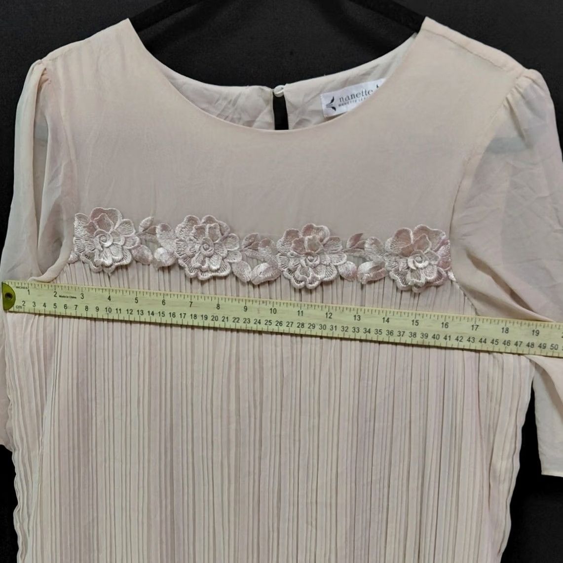 Nanette Lepore Nanette Lepore Floral Embroidered Beige Knee Length Dress Size 10 Size L / US 10 / IT 46 - 6 Thumbnail