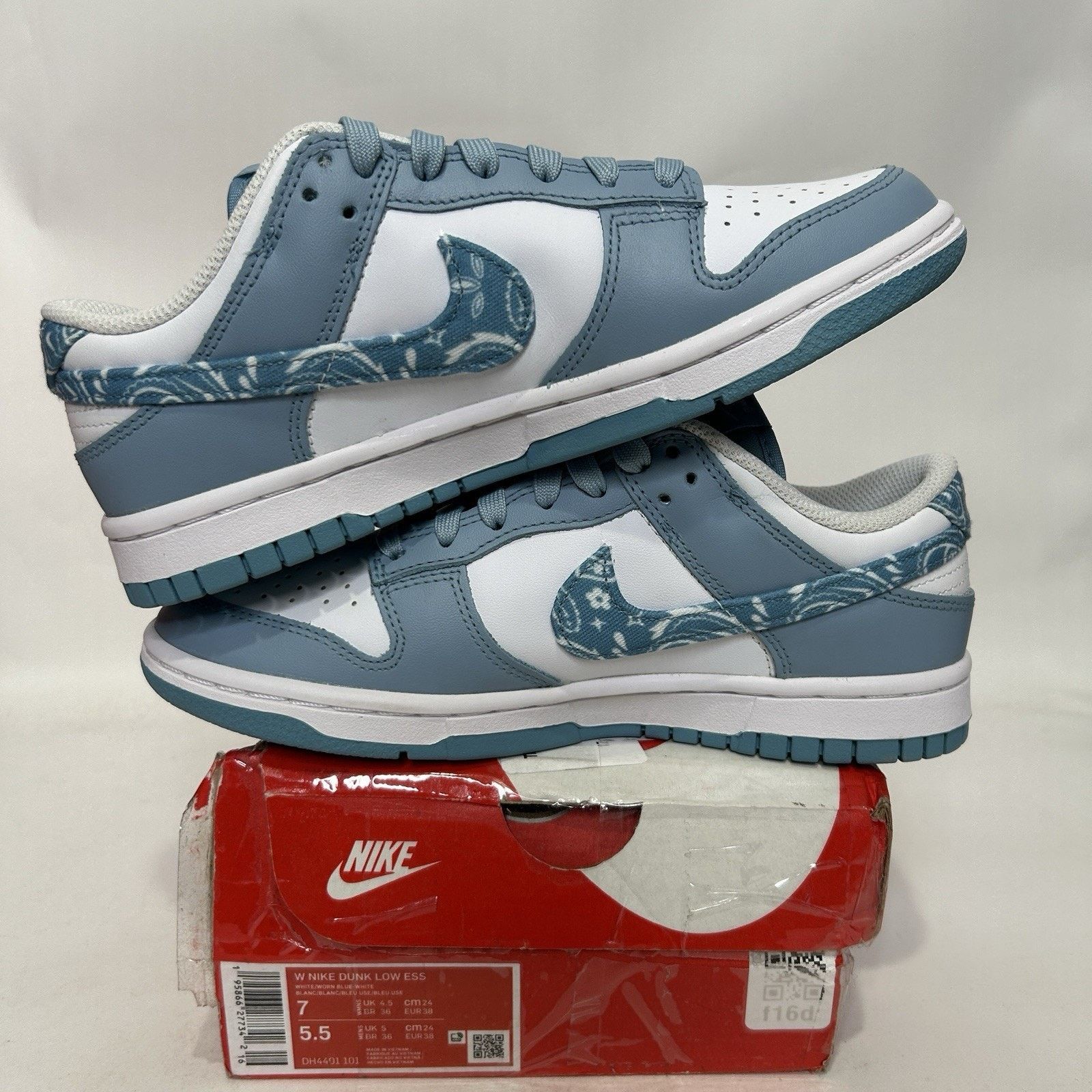 Nike Nike Dunk Low WMMS Essential Paisley Pack “Worn Blue” Size US 7 / IT 37 - 3 Thumbnail