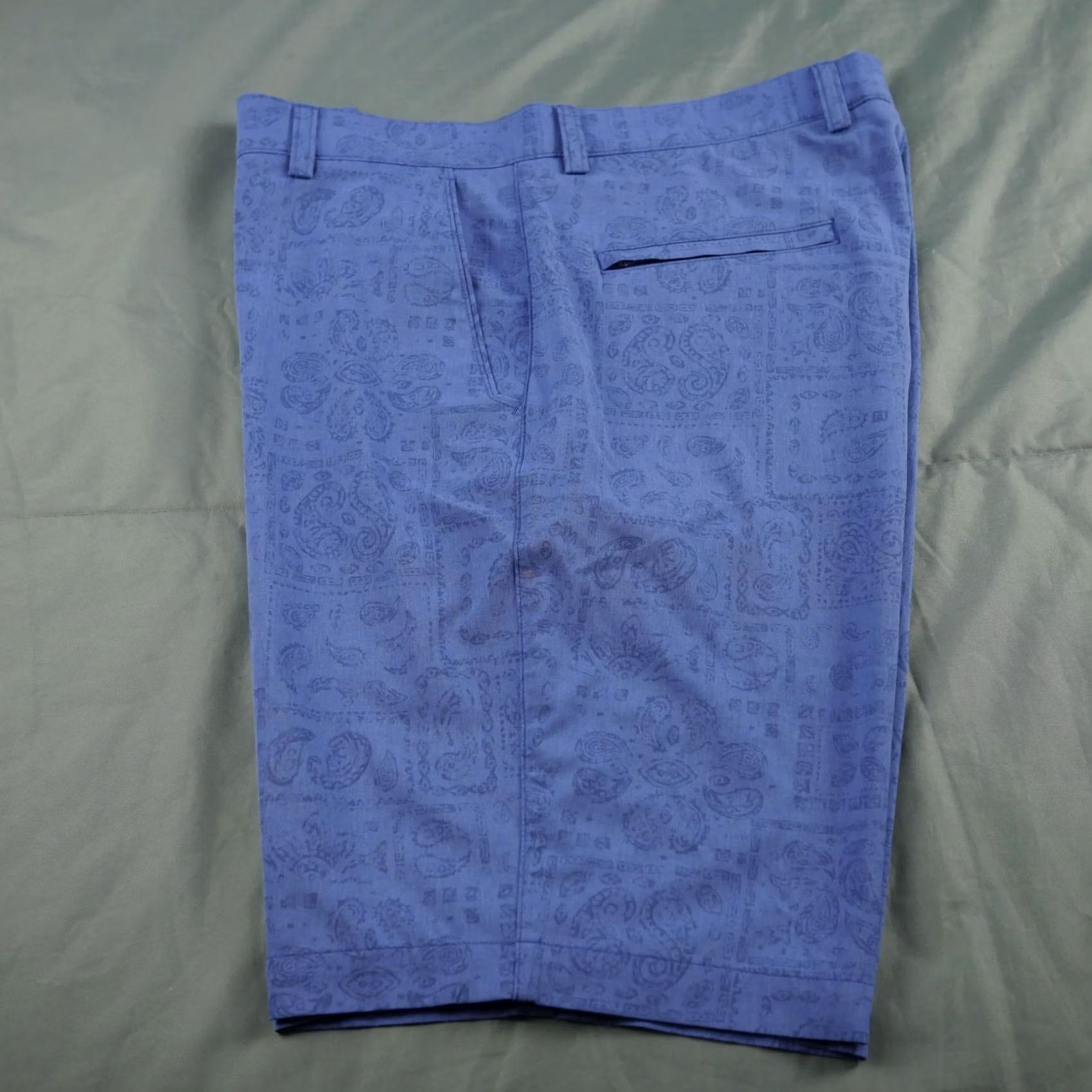 Peter Millar Peter Millar Shorts Mens 34 Blue Paisley Performance Golf Lightweight Stretch Chino 34 Inseam 10 in Regular Front Flat Front Pockets Womens? Size US 34 / EU 50 - 5 Thumbnail