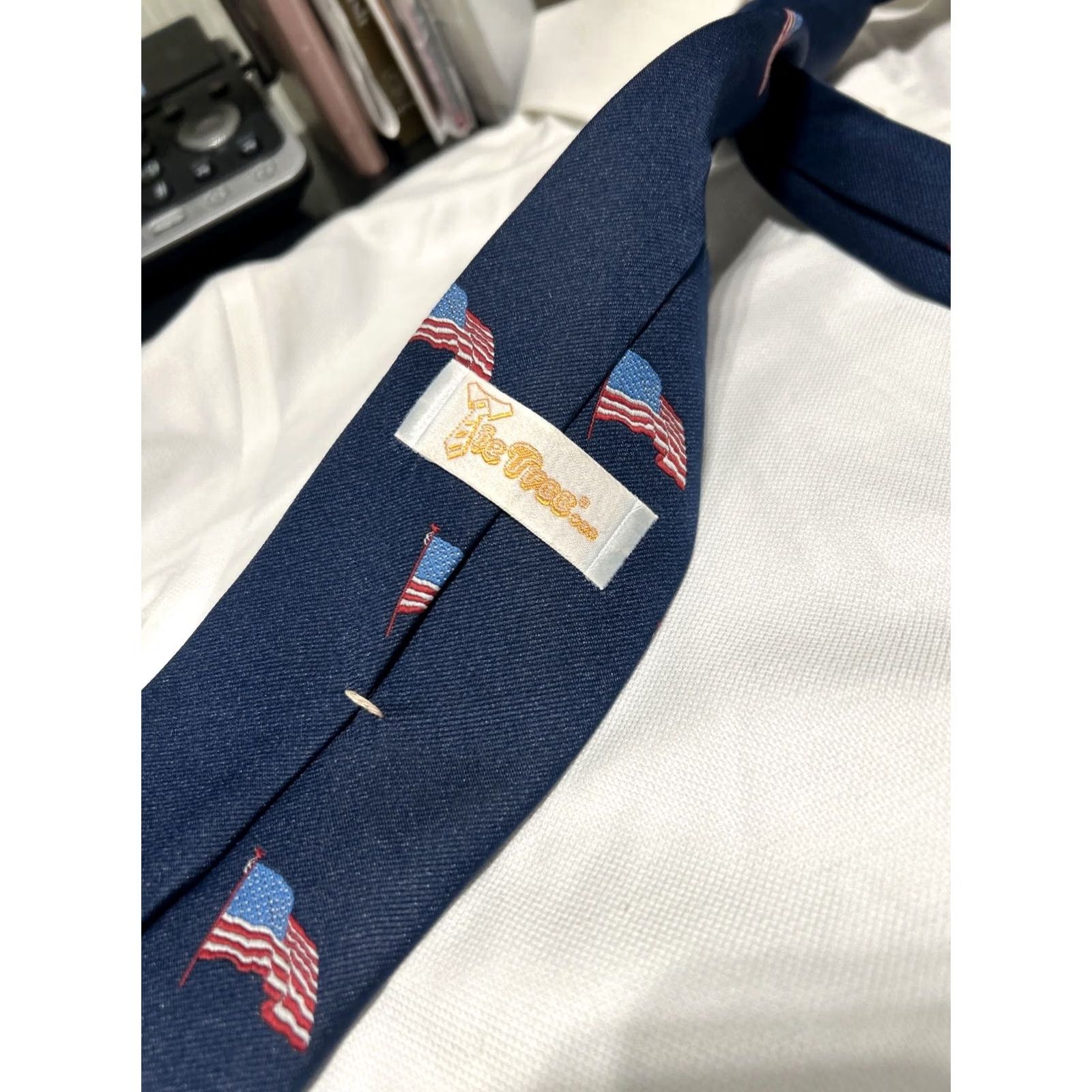 Vintage VINTAGE Tie USA Bicentennial 4"w American Flags Design Navy blue 60" Men Tie Size ONE SIZE - 3 Thumbnail