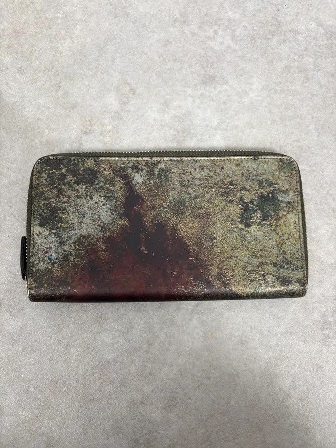 Jean Paul Gaultier AW1995 Jean Paul Gaultier World Eroded Green Leather Wallet Size ONE SIZE - 3 Thumbnail