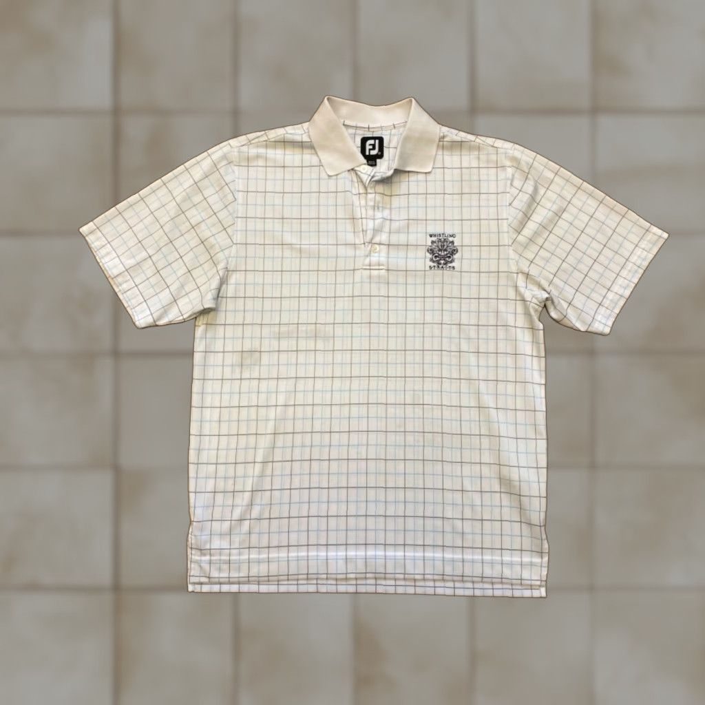 Footjoy FootJoy Whistling Straits Polo Mens M White Blue Striped Golf Shirt Polo Shirt Size US M / EU 48-50 / 2 - 1 Thumbnail