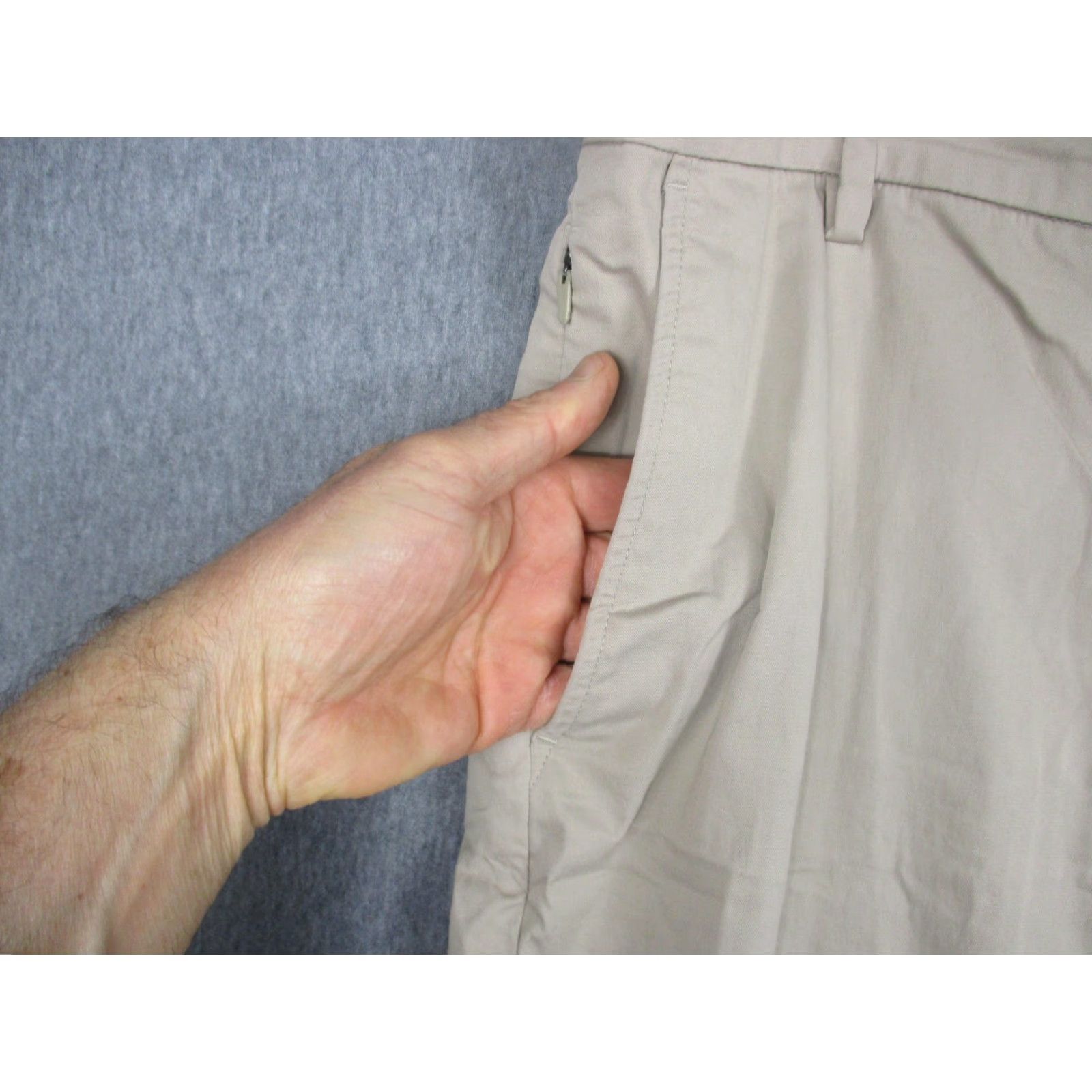 Vintage Birddogs Pants Mens 34x32 Beige Stretch Chino Golf Casual Zip Pockets Flat Front Logo Zip Front pockets Mens Size US 34 / EU 50 - 4 Thumbnail