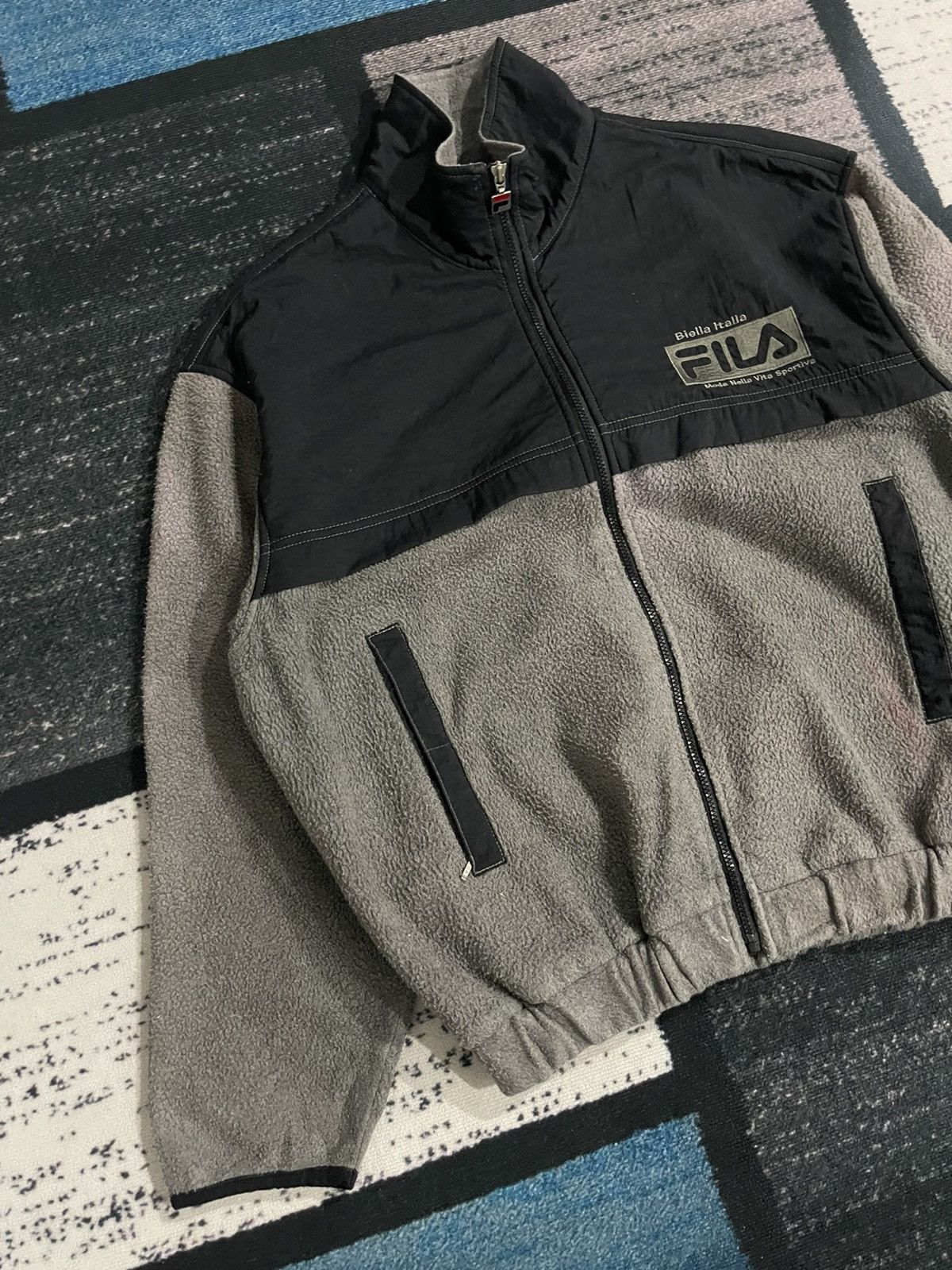 Fila × Vintage Vintage Fila Biella Italia Big Logo fleece Jacket Size US L / EU 52-54 / 3 - 4 Thumbnail