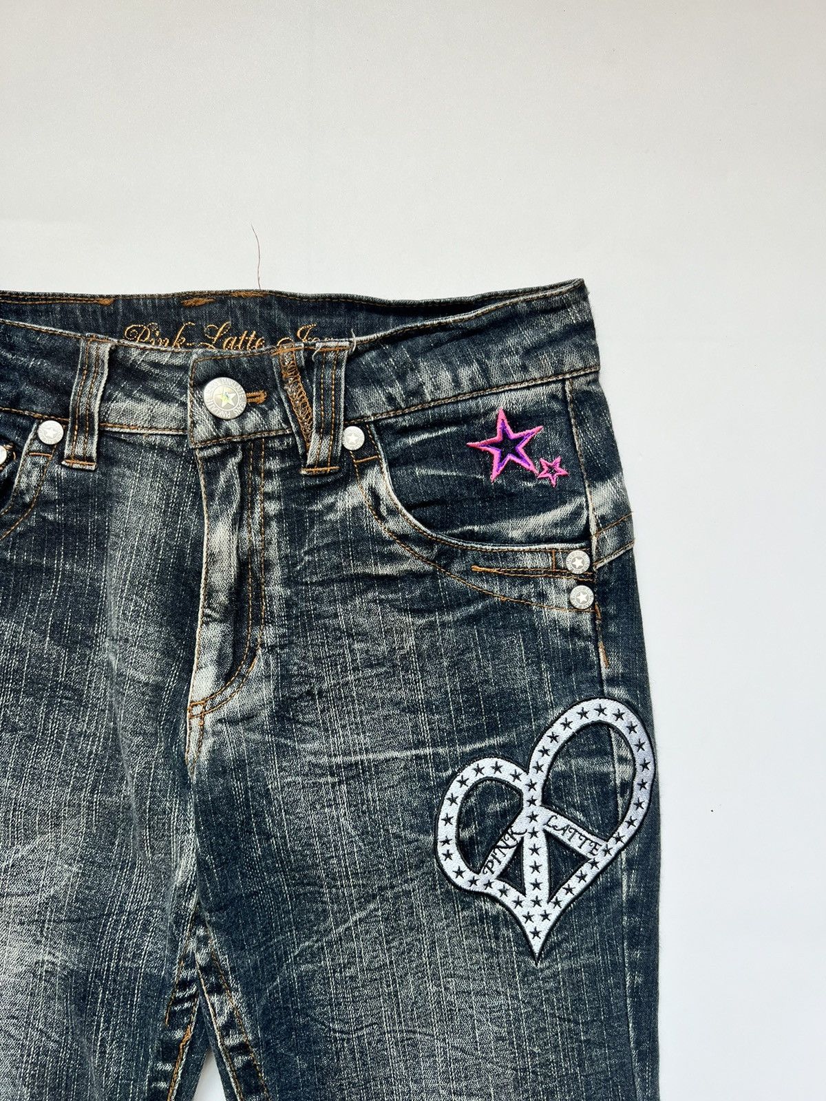 Japanese Brand Japanese Flared Pink Latte Embroidered Denim Size US 28 / EU 44 - 6 Thumbnail