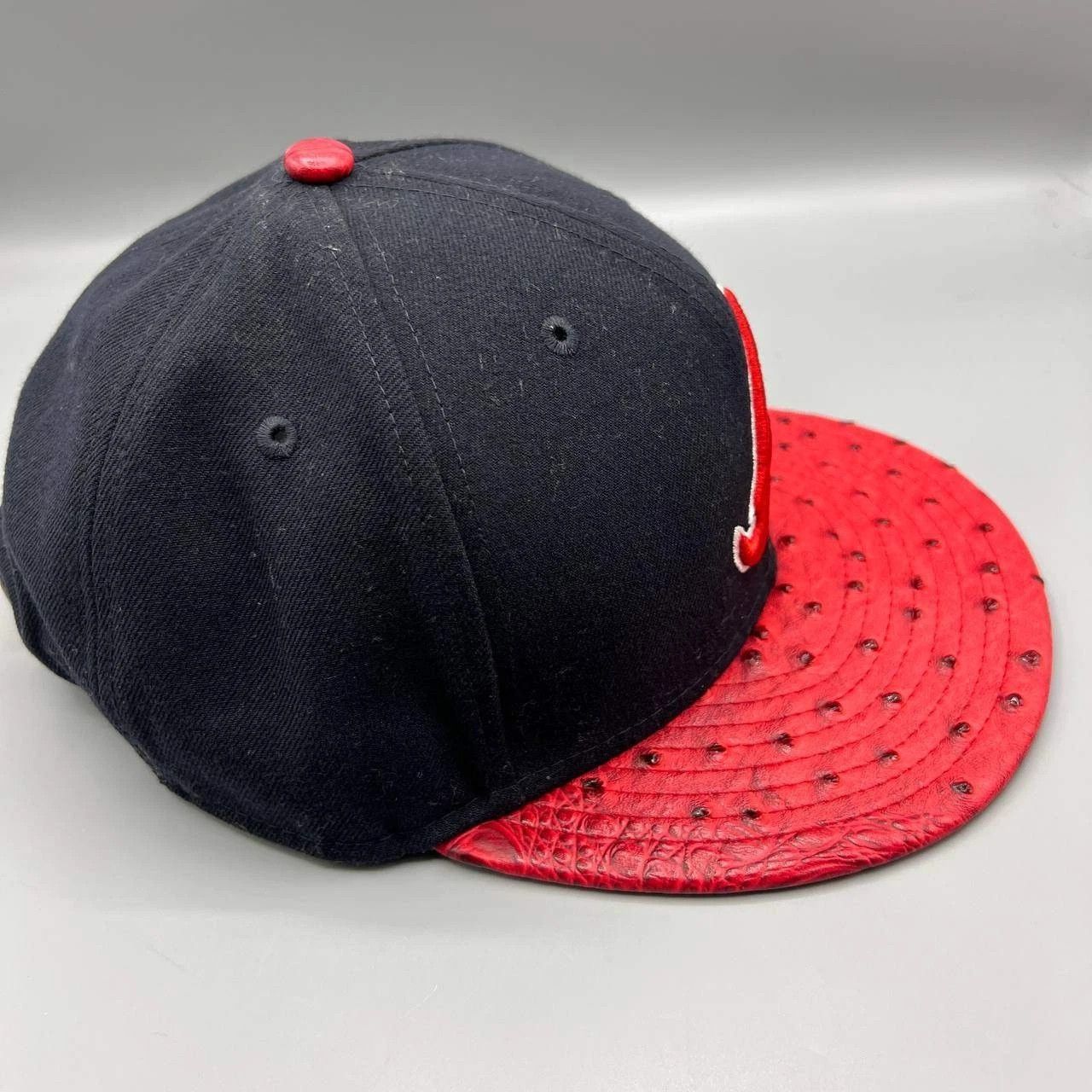 New Era Atlanta Braves Hat Men M-L Black Embroidered MLB Strap Back Size ONE SIZE - 6 Thumbnail