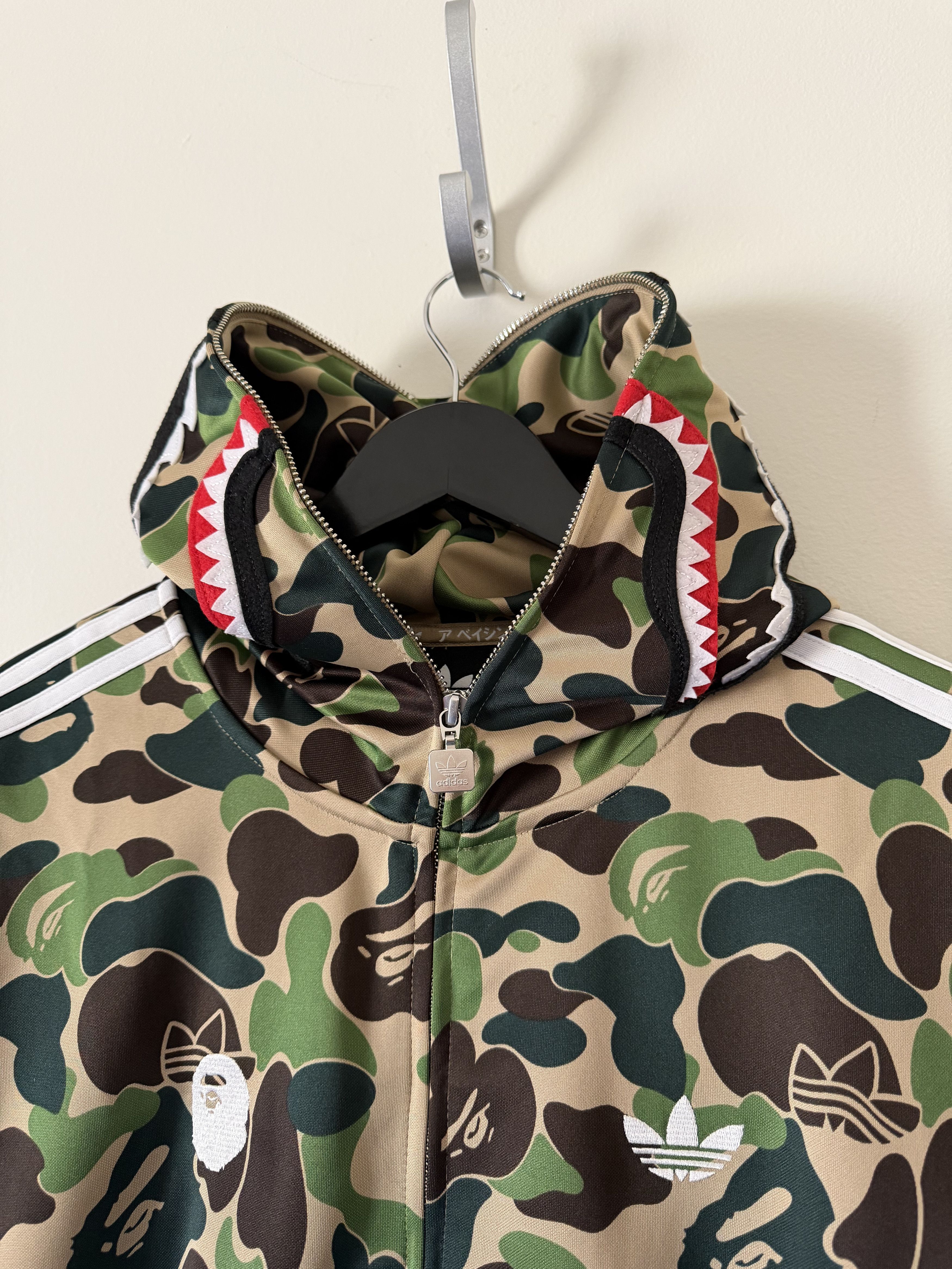 Adidas × Bape Bape Adidas Track Full Zip Shark Hoodie in Green Camo Size US L / EU 52-54 / 3 - 2 Thumbnail