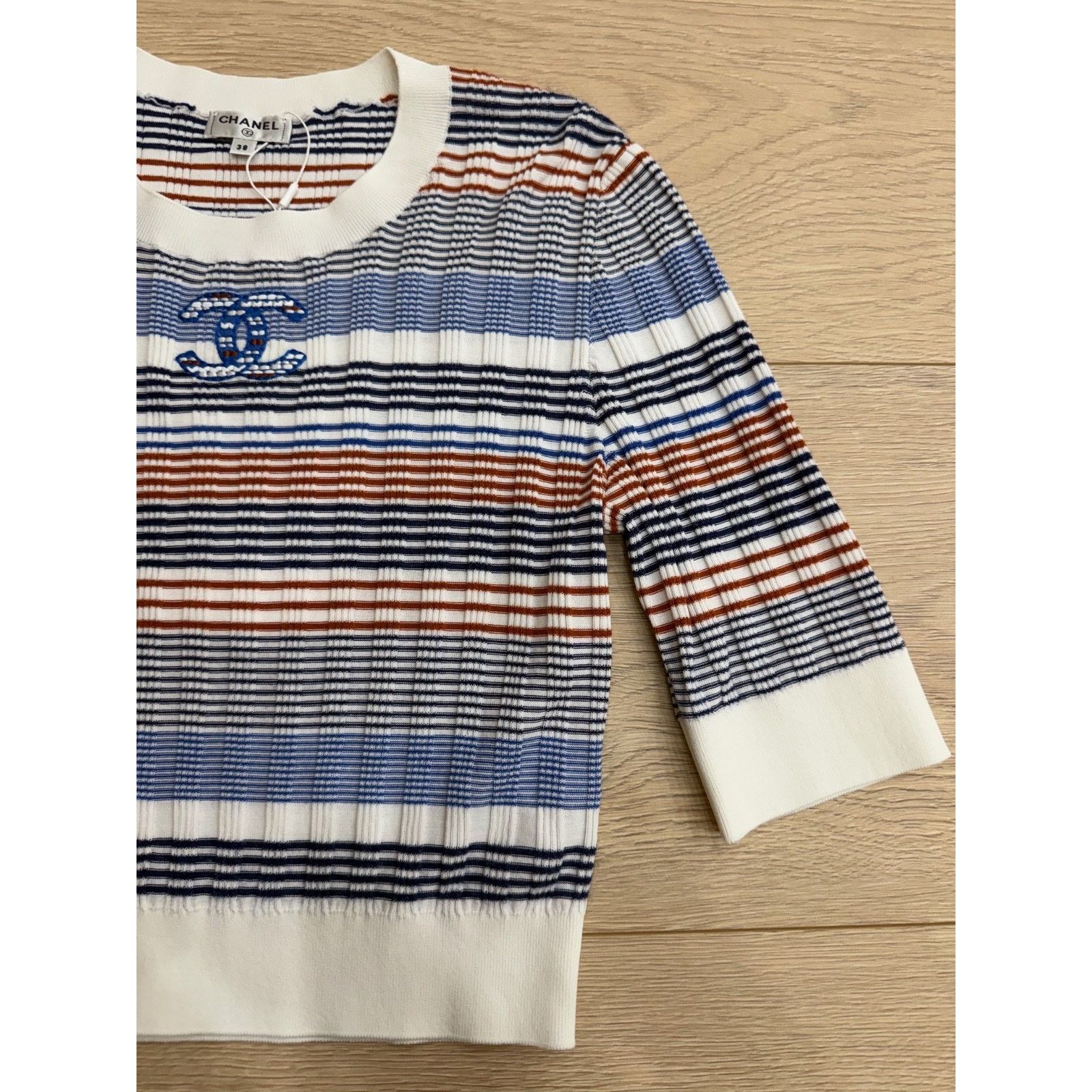 Chanel Chanel 21C Blue White Orange Striped CC Logo Top Pullover 38 Size XS / US 0-2 / IT 36-38 - 5 Thumbnail