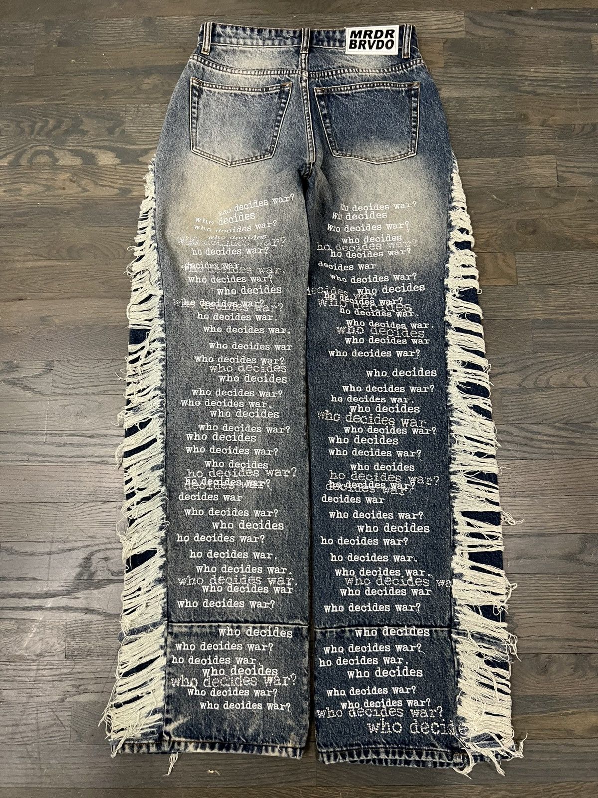 Who Decides War ULTRA FLARE SCRIPTURE DENIM Size US 30 / EU 46 - 6 Thumbnail