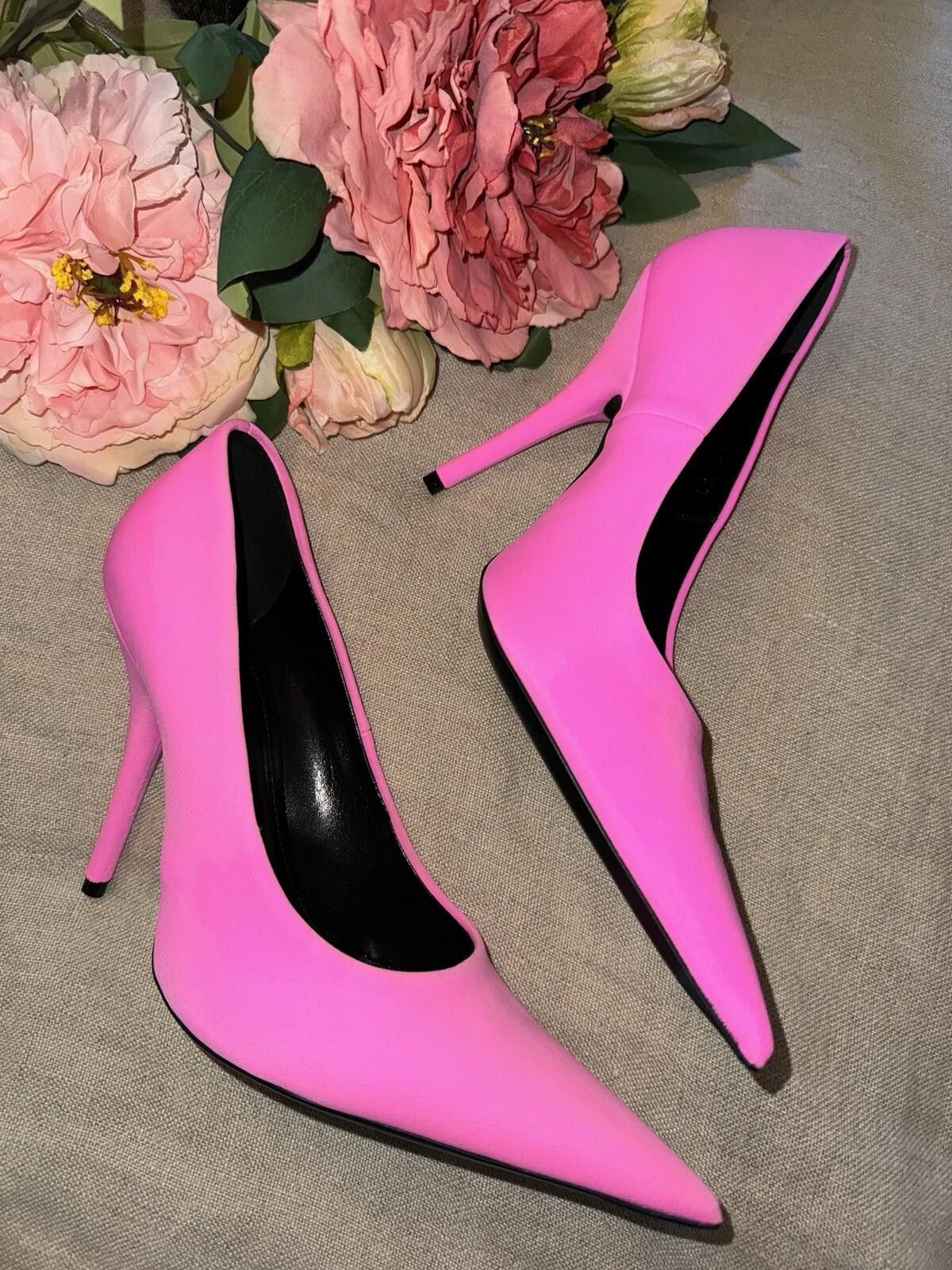 Balenciaga Pink Knife Stretch Stiletto Pump Heels Sz 37 US